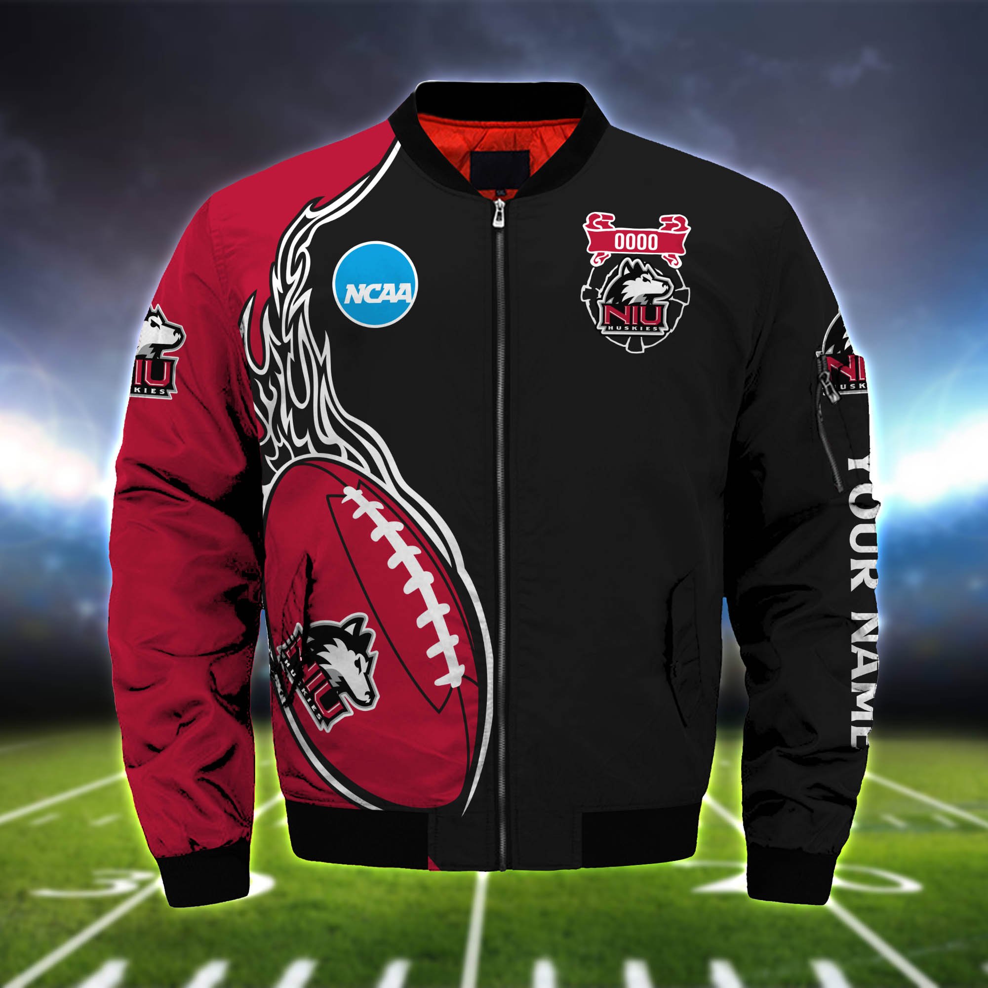 Alternative view of Northern Illinois Huskies Bomber Jacket 2024 Version Custom Your Name, Bomber Jacket For Foorball Lovers, Sport Gifts ETHY-52924