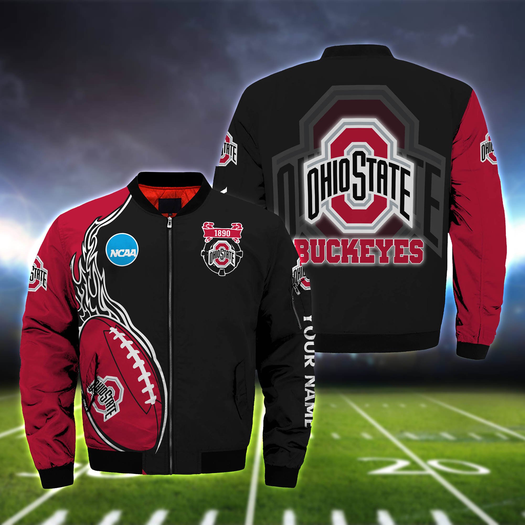 Ohio State Buckeyes Bomber Jacket 2024 Version Custom Your Name, Bomber Jacket For Foorball Lovers, Sport Gifts ETHY-52924