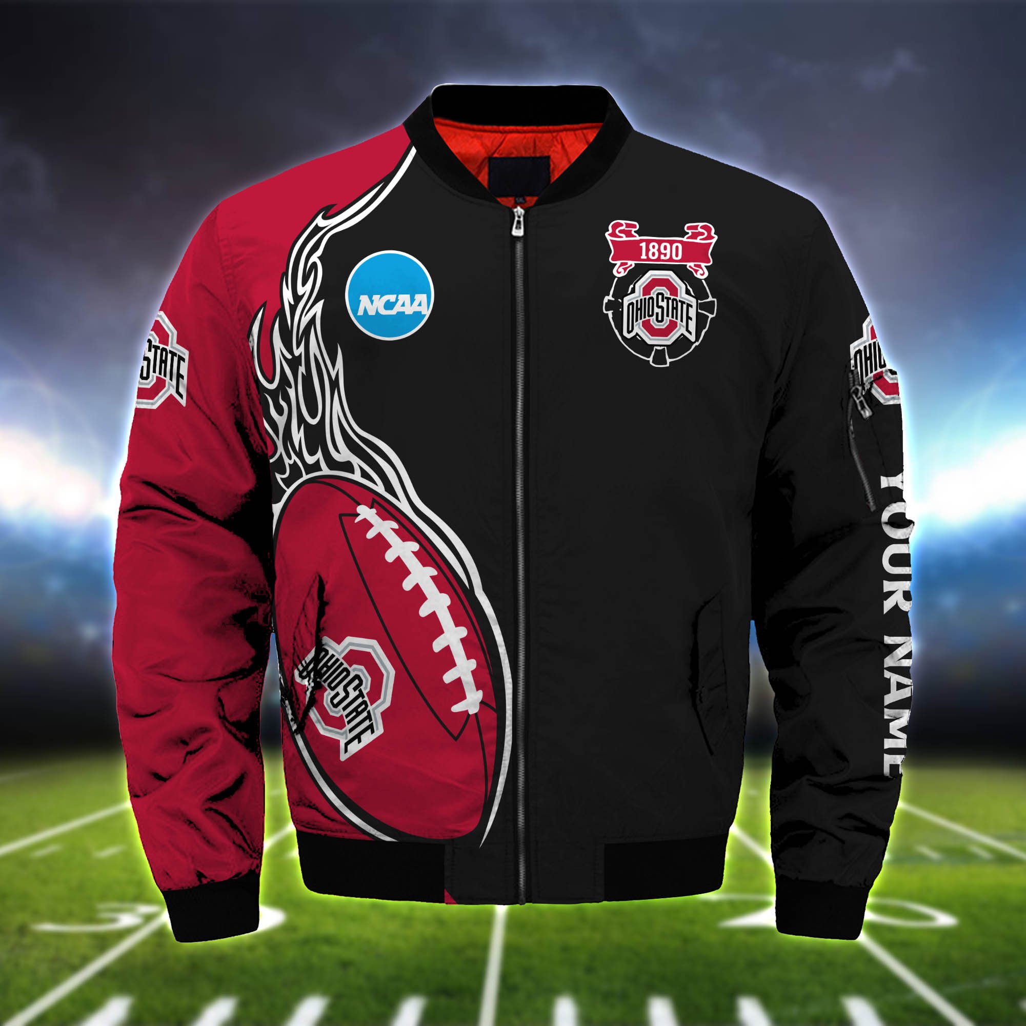 Alternative view of Ohio State Buckeyes Bomber Jacket 2024 Version Custom Your Name, Bomber Jacket For Foorball Lovers, Sport Gifts ETHY-52924