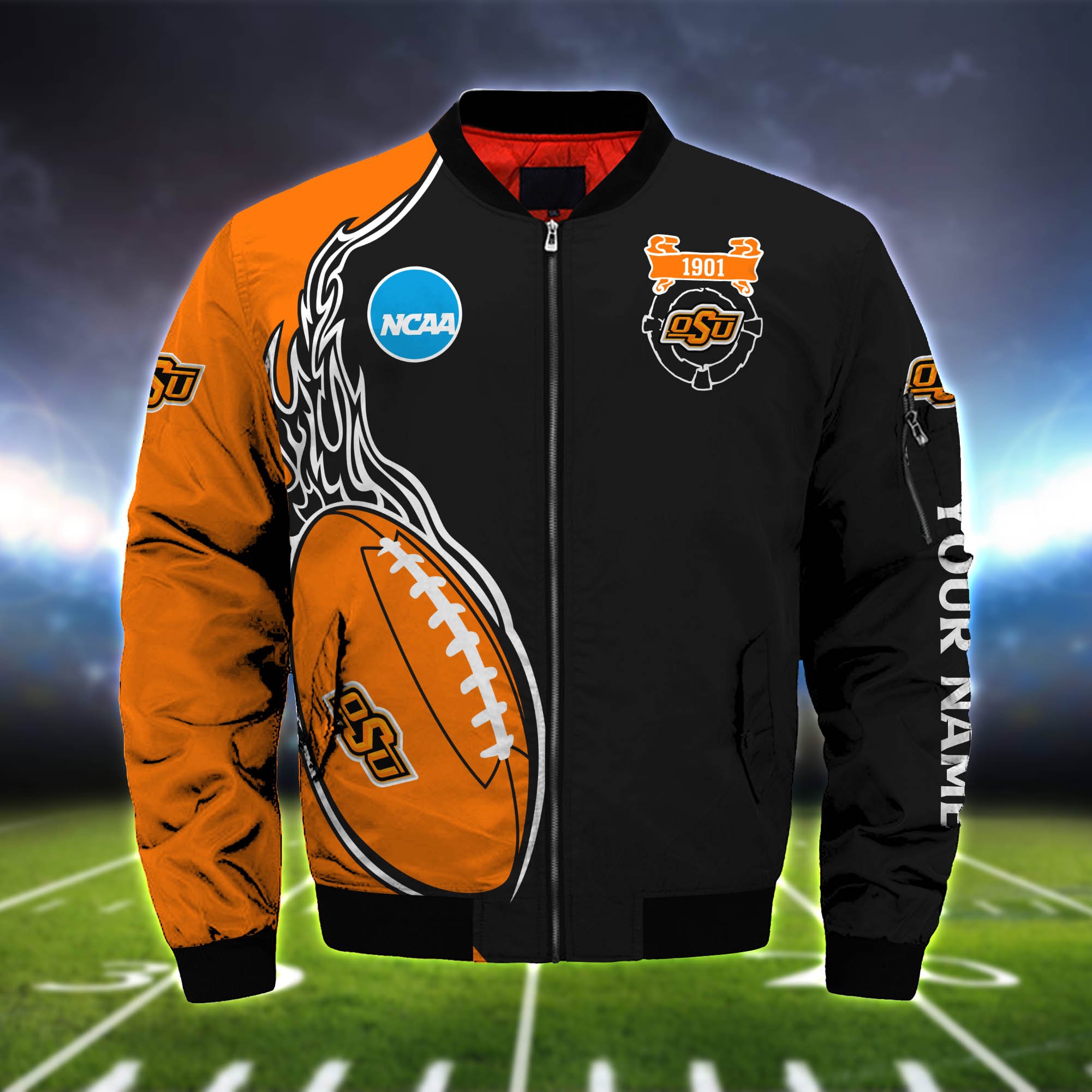 Alternative view of Oklahoma State Cowboys Bomber Jacket 2024 Version Custom Your Name, Bomber Jacket For Foorball Lovers, Sport Gifts ETHY-52924