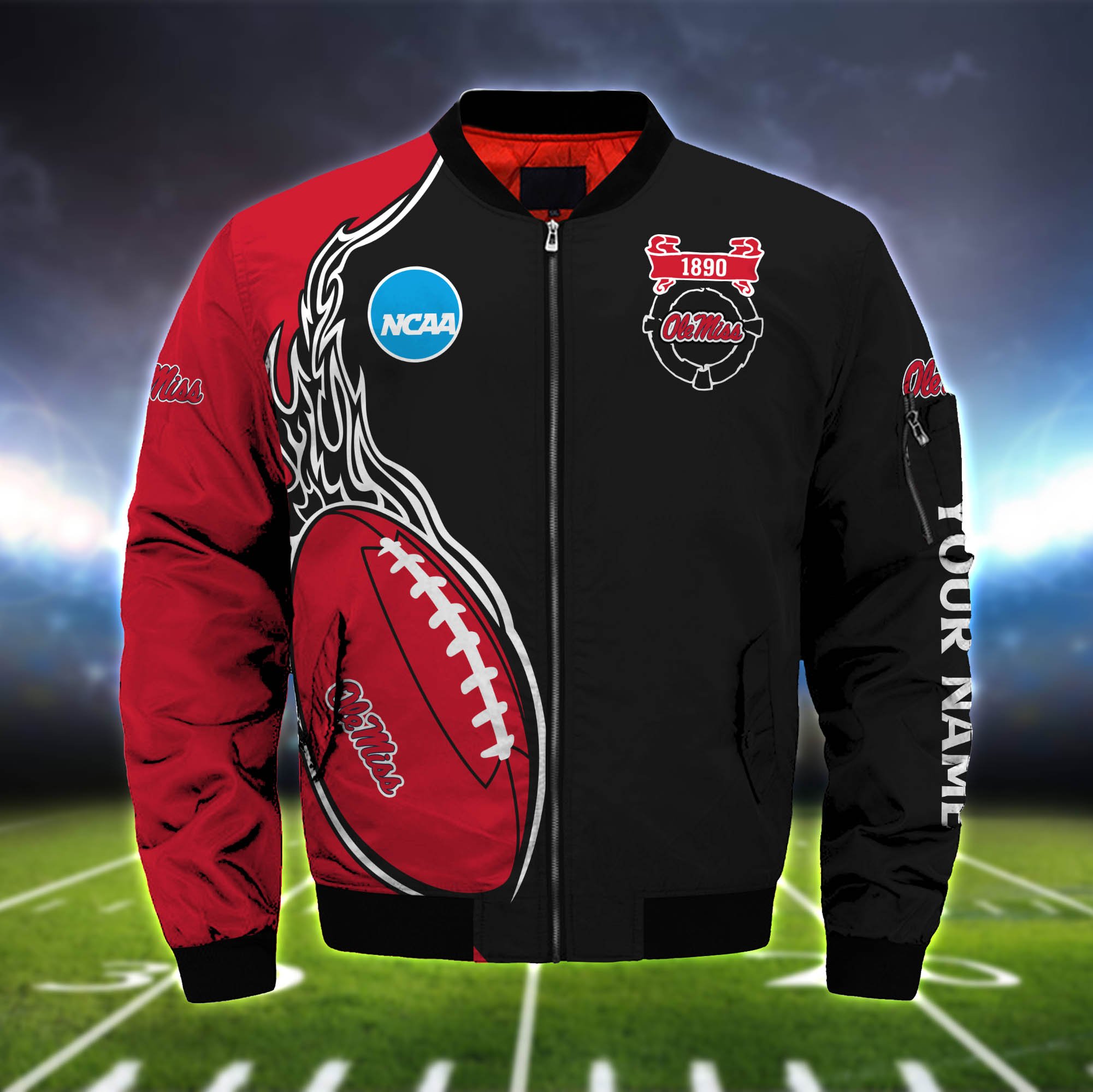 Alternative view of Ole Miss Rebels Bomber Jacket 2024 Version Custom Your Name, Bomber Jacket For Foorball Lovers, Sport Gifts ETHY-52924