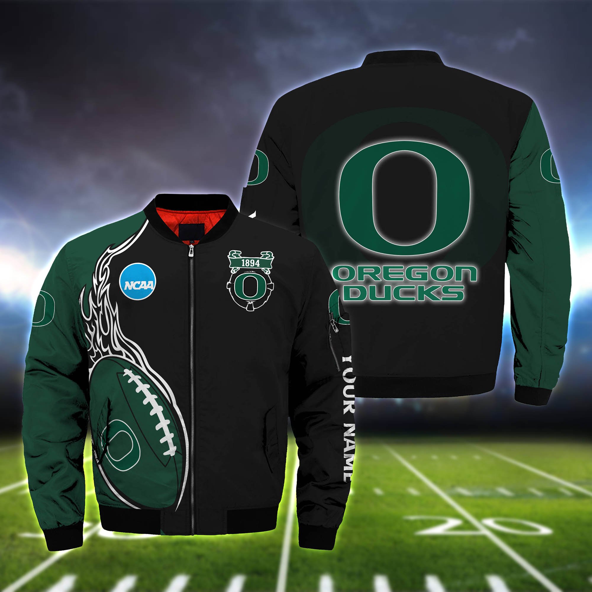 Oregon Ducks Bomber Jacket 2024 Version Custom Your Name, Bomber Jacket For Foorball Lovers, Sport Gifts ETHY-52924