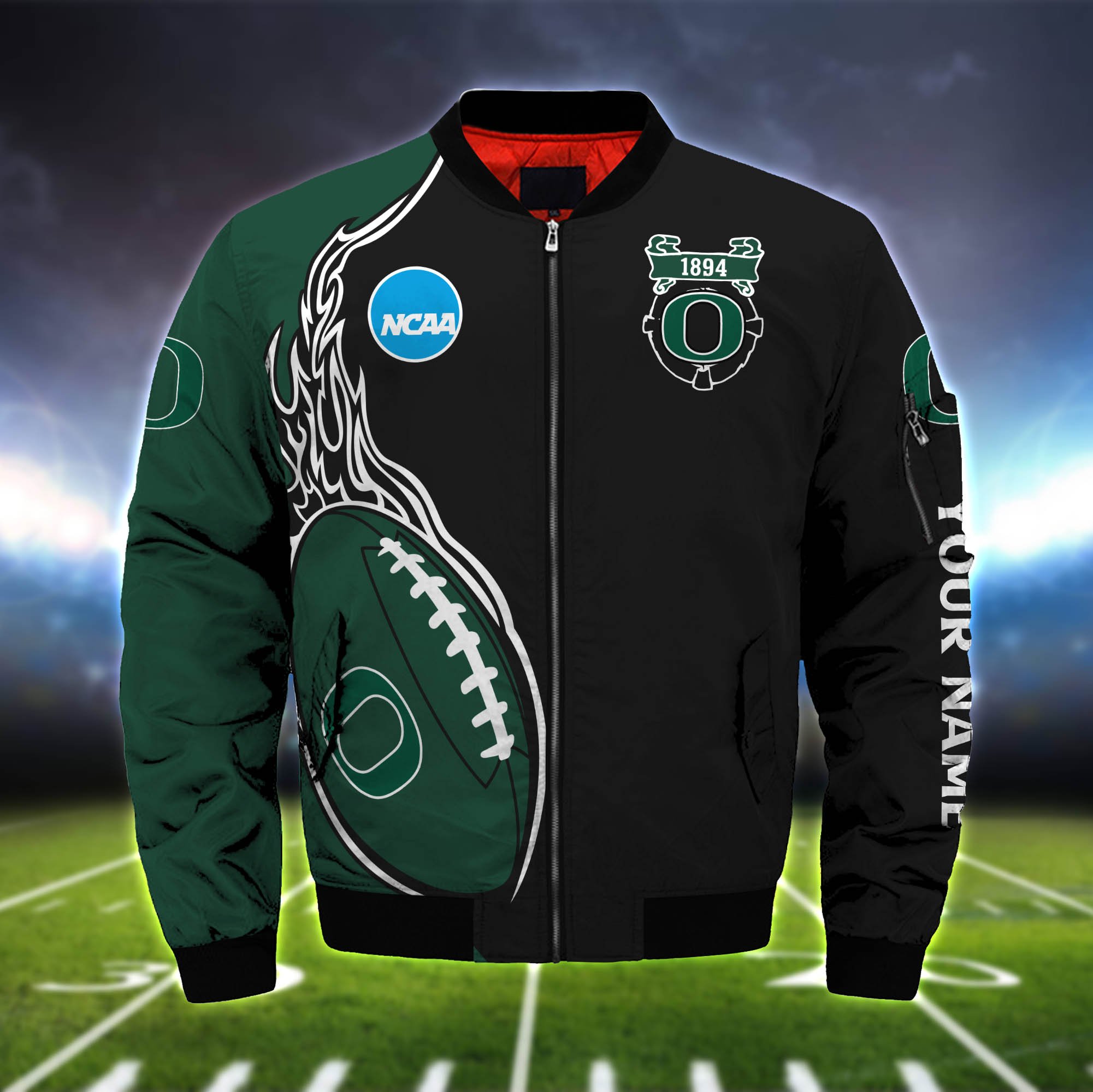 Alternative view of Oregon Ducks Bomber Jacket 2024 Version Custom Your Name, Bomber Jacket For Foorball Lovers, Sport Gifts ETHY-52924
