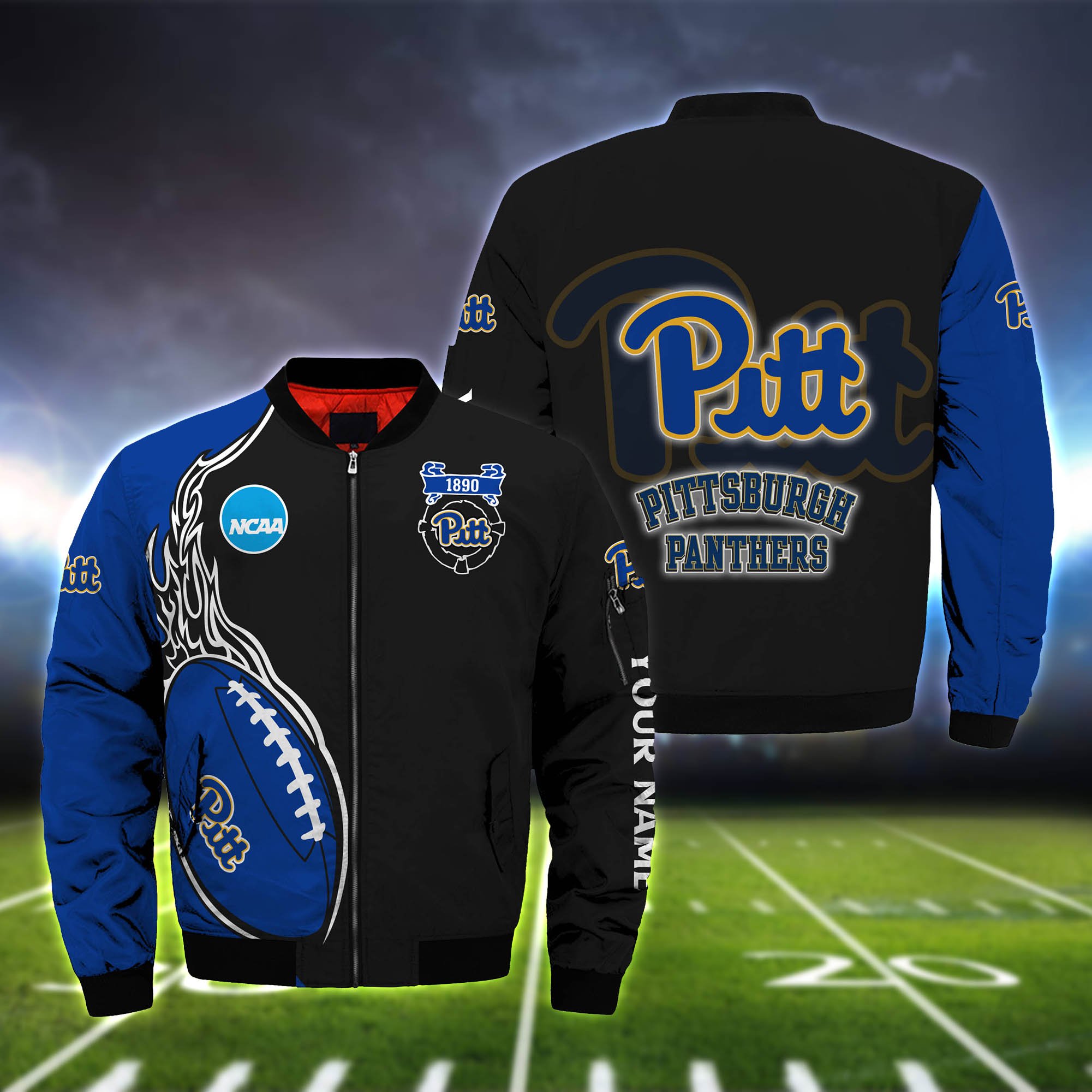 Pittsburgh Panthers Bomber Jacket 2024 Version Custom Your Name, Bomber Jacket For Foorball Lovers, Sport Gifts ETHY-52924