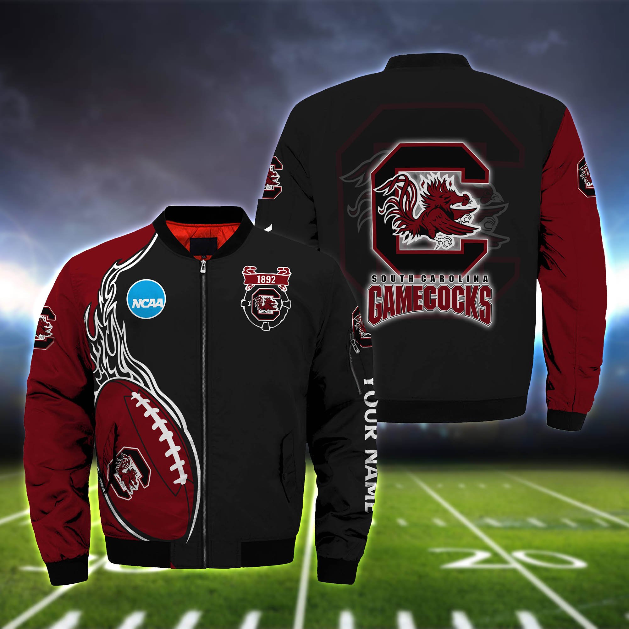 South Carolina Gamecocks Bomber Jacket 2024 Version Custom Your Name, Bomber Jacket For Foorball Lovers, Sport Gifts ETHY-52924