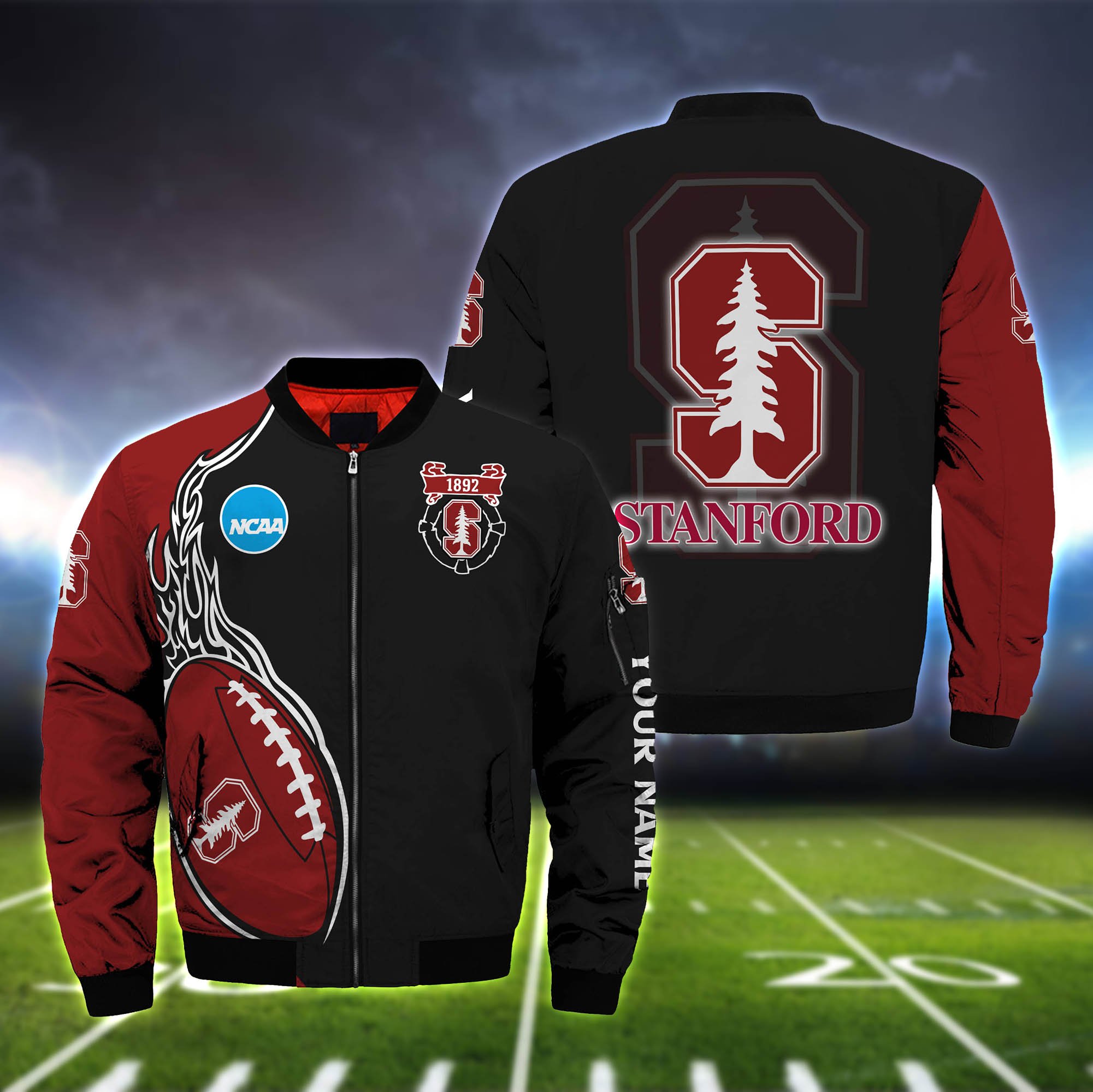 Stanford Cardinal Bomber Jacket 2024 Version Custom Your Name, Bomber Jacket For Foorball Lovers, Sport Gifts ETHY-52924