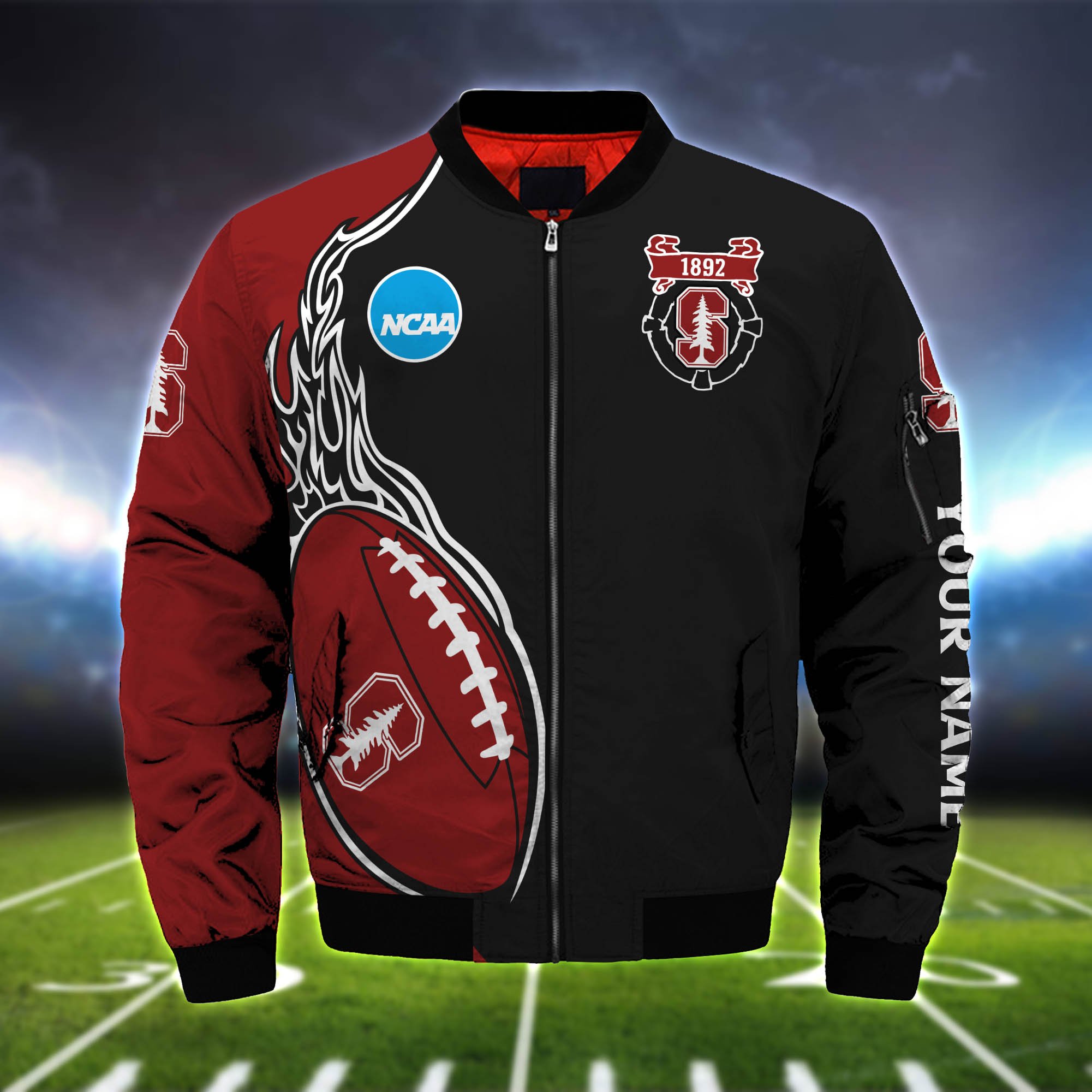 Alternative view of Stanford Cardinal Bomber Jacket 2024 Version Custom Your Name, Bomber Jacket For Foorball Lovers, Sport Gifts ETHY-52924