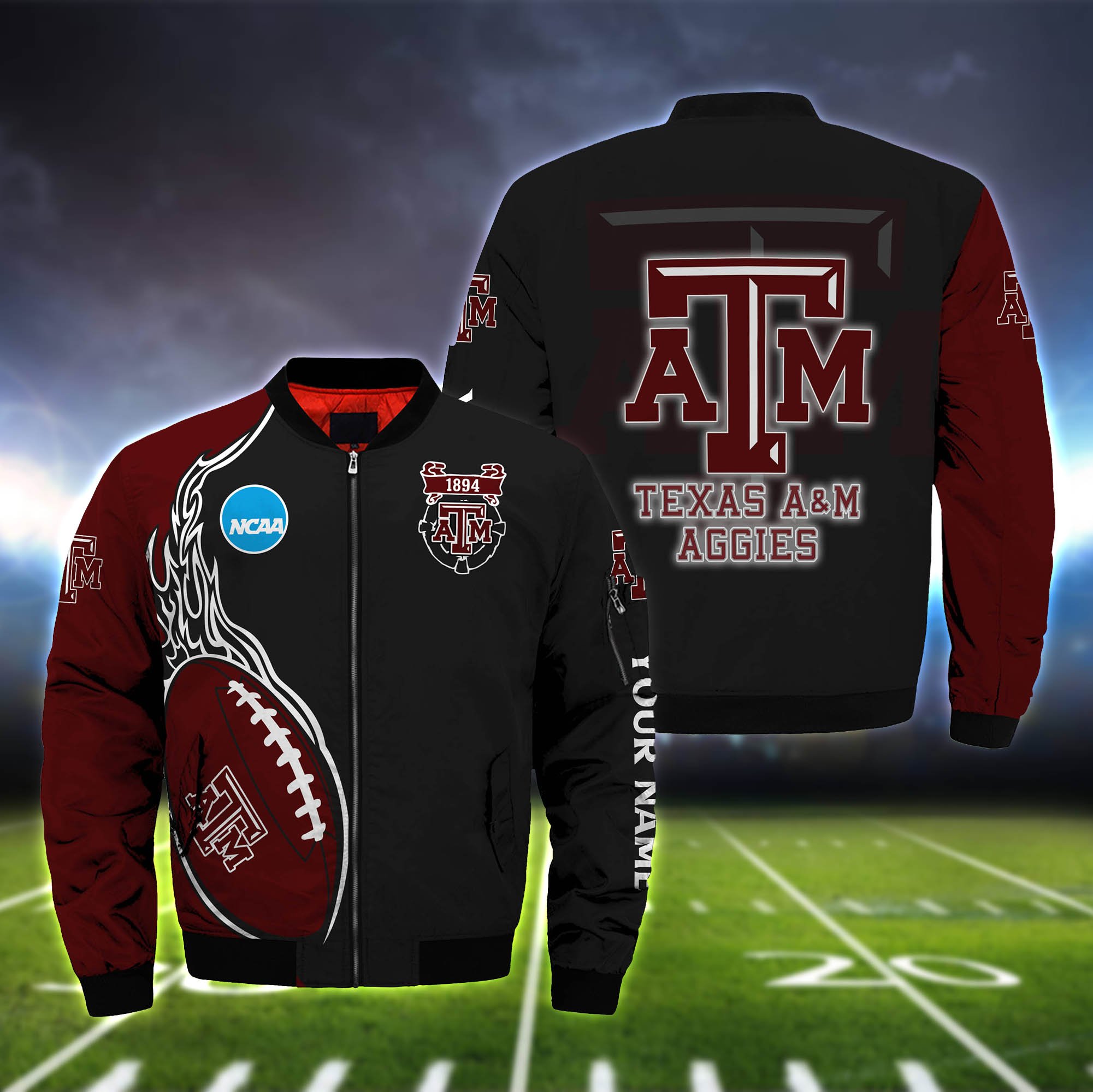 Texas A&M Aggies Bomber Jacket 2024 Version Custom Your Name, Bomber Jacket For Foorball Lovers, Sport Gifts ETHY-52924