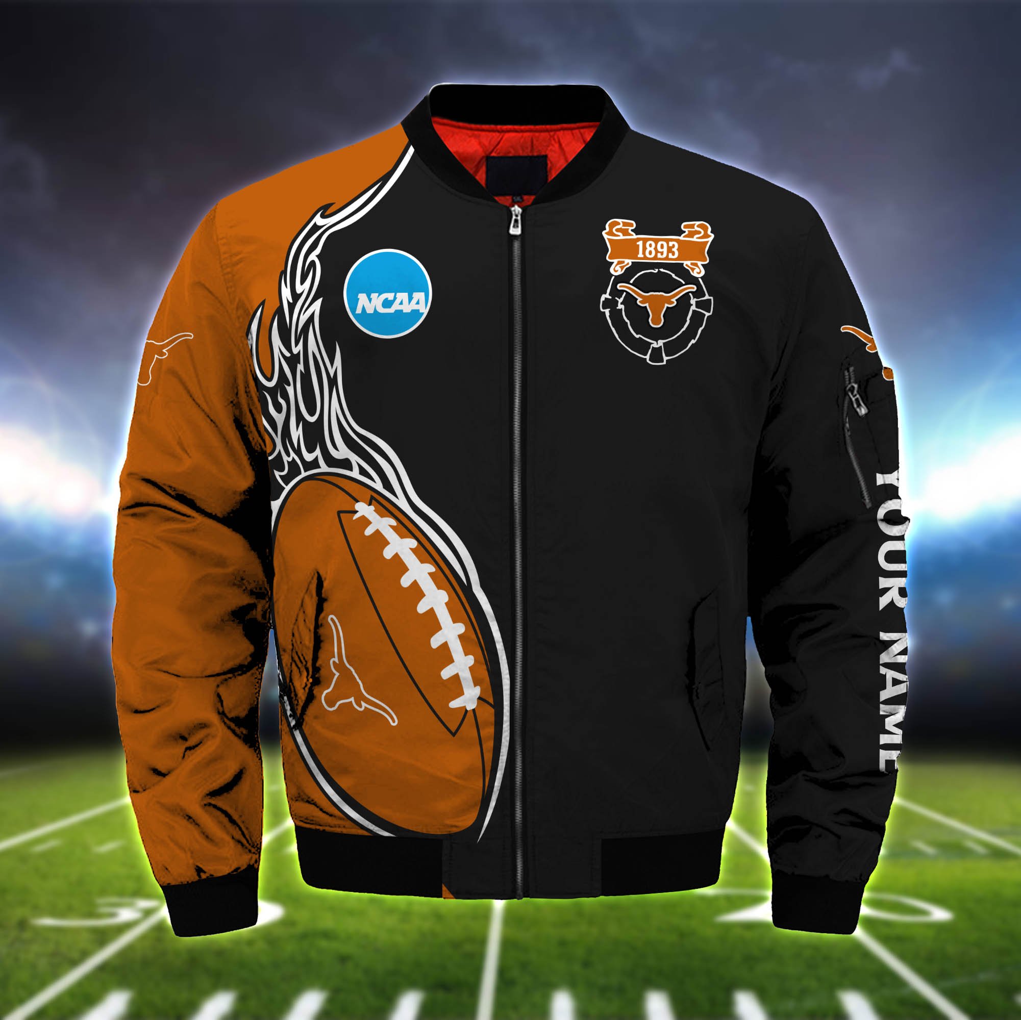 Alternative view of Texas Longhorns Bomber Jacket 2024 Version Custom Your Name, Bomber Jacket For Foorball Lovers, Sport Gifts ETHY-52924