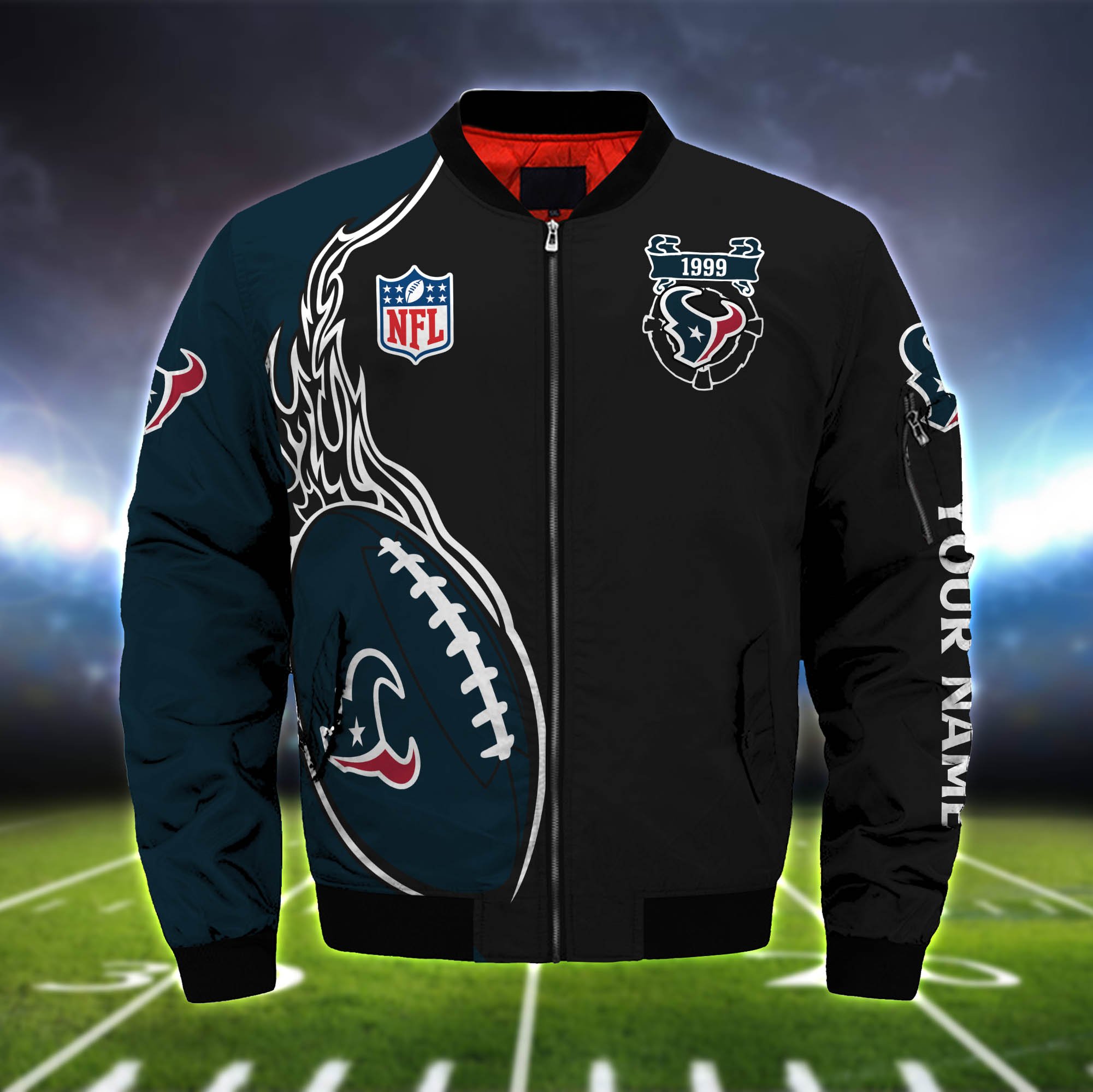 Alternative view of Houston Texans Bomber Jacket 2024 Version Custom Your Name, Bomber Jacket For Foorball Lovers, Sport Gifts ETHY-52924