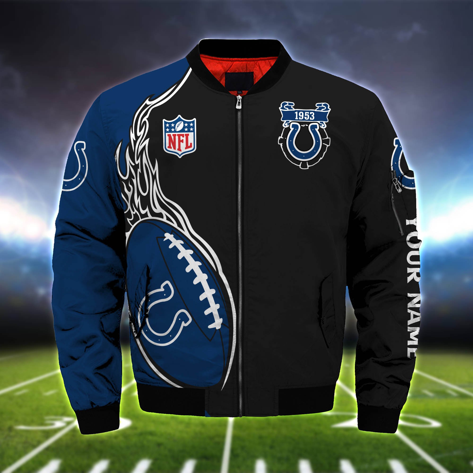 Alternative view of Indianapolis Colts Bomber Jacket 2024 Version Custom Your Name, Bomber Jacket For Foorball Lovers, Sport Gifts ETHY-52924