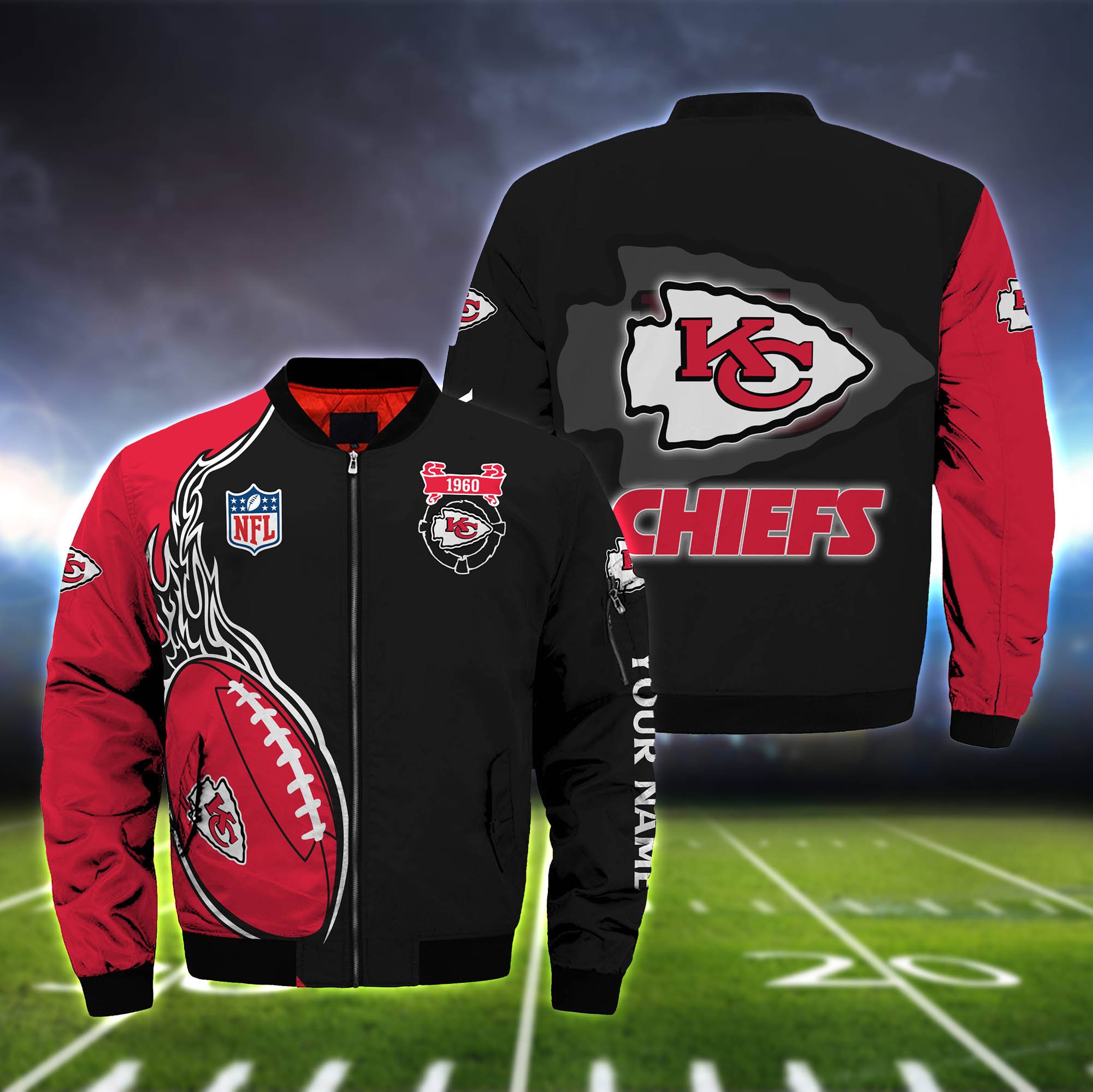 Kansas City Chiefs Bomber Jacket 2024 Version Custom Your Name, Bomber Jacket For Foorball Lovers, Sport Gifts ETHY-52924