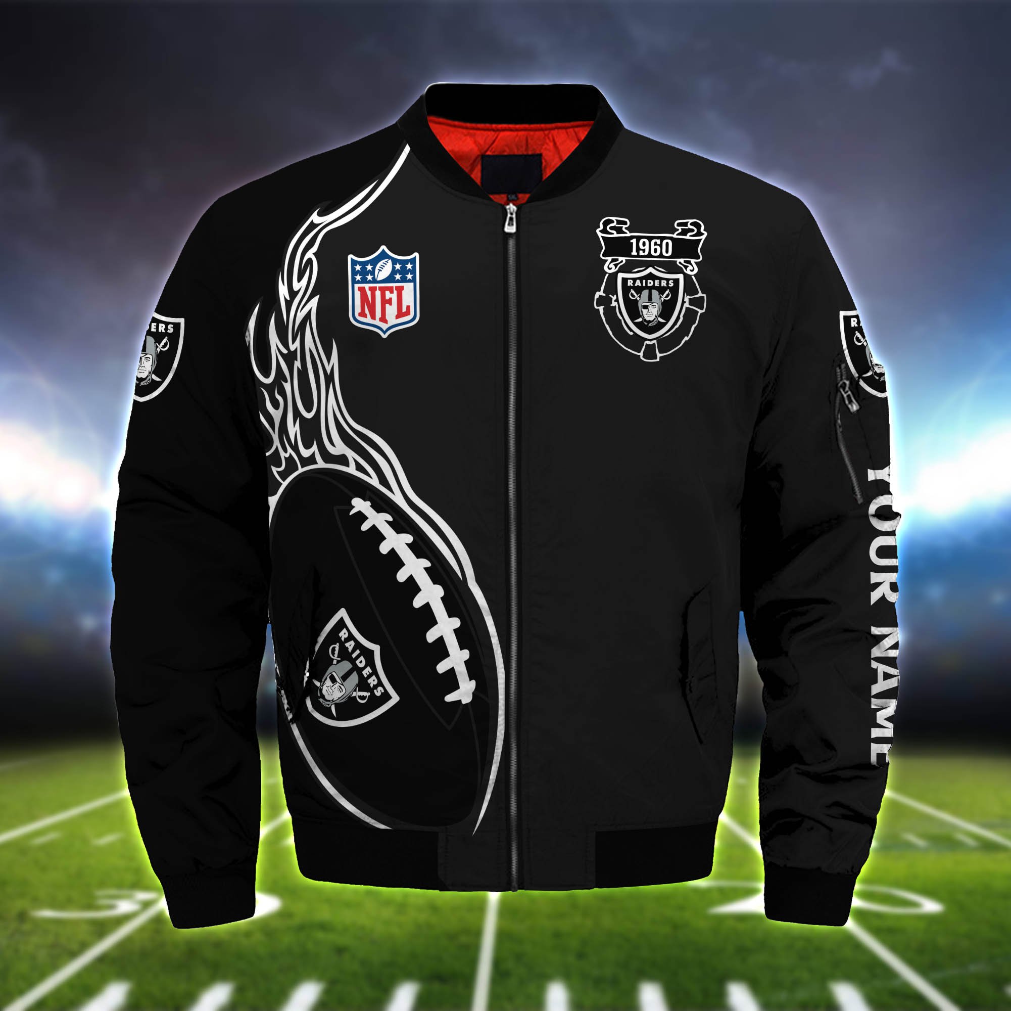 Alternative view of Las Vegas Raiders Bomber Jacket 2024 Version Custom Your Name, Bomber Jacket For Foorball Lovers, Sport Gifts ETHY-52924
