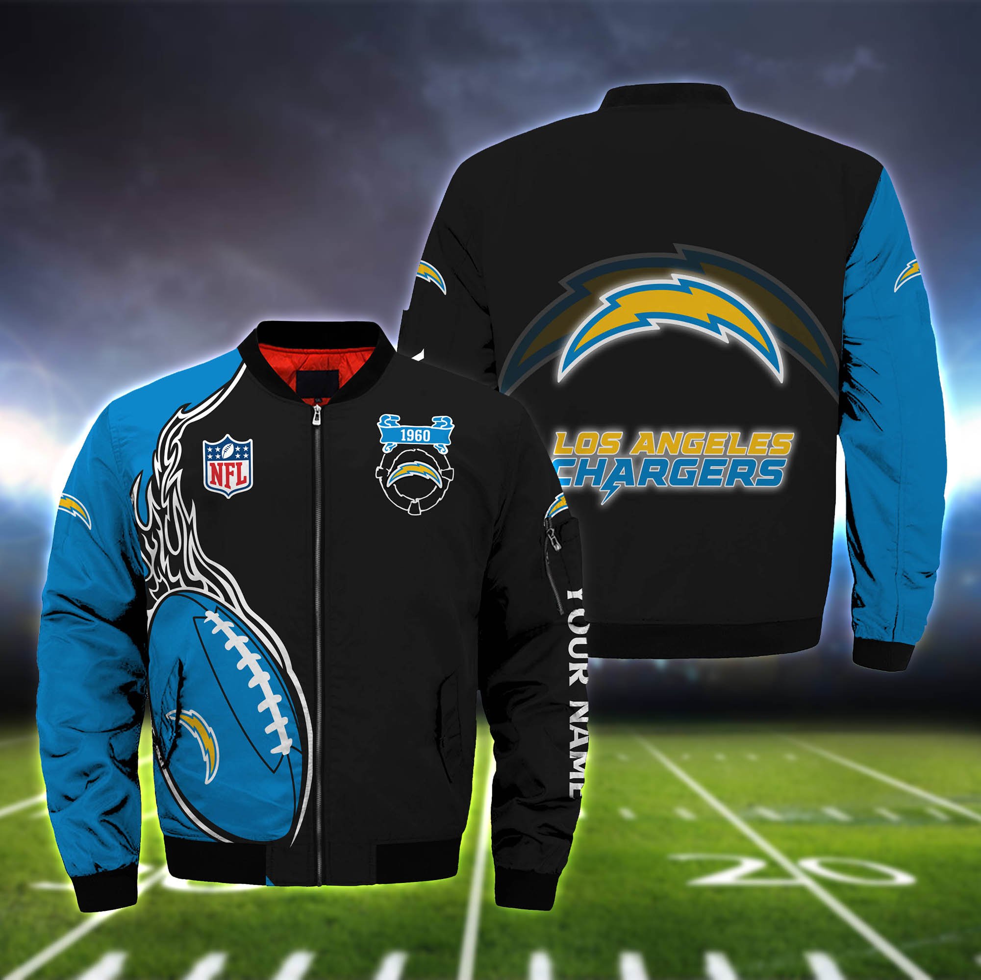 Los Angeles Chargers Bomber Jacket 2024 Version Custom Your Name, Bomber Jacket For Foorball Lovers, Sport Gifts ETHY-52924