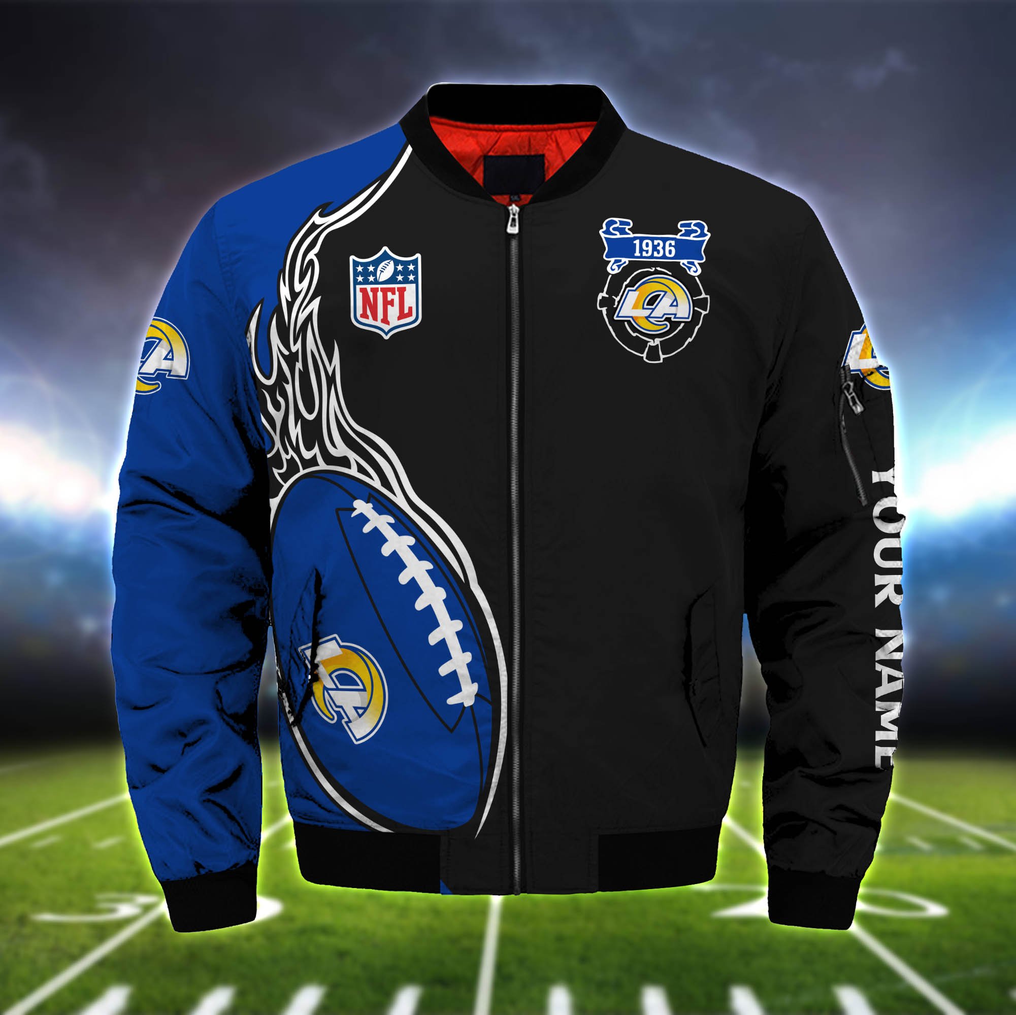 Alternative view of Los Angeles Rams Bomber Jacket 2024 Version Custom Your Name, Bomber Jacket For Foorball Lovers, Sport Gifts ETHY-52924