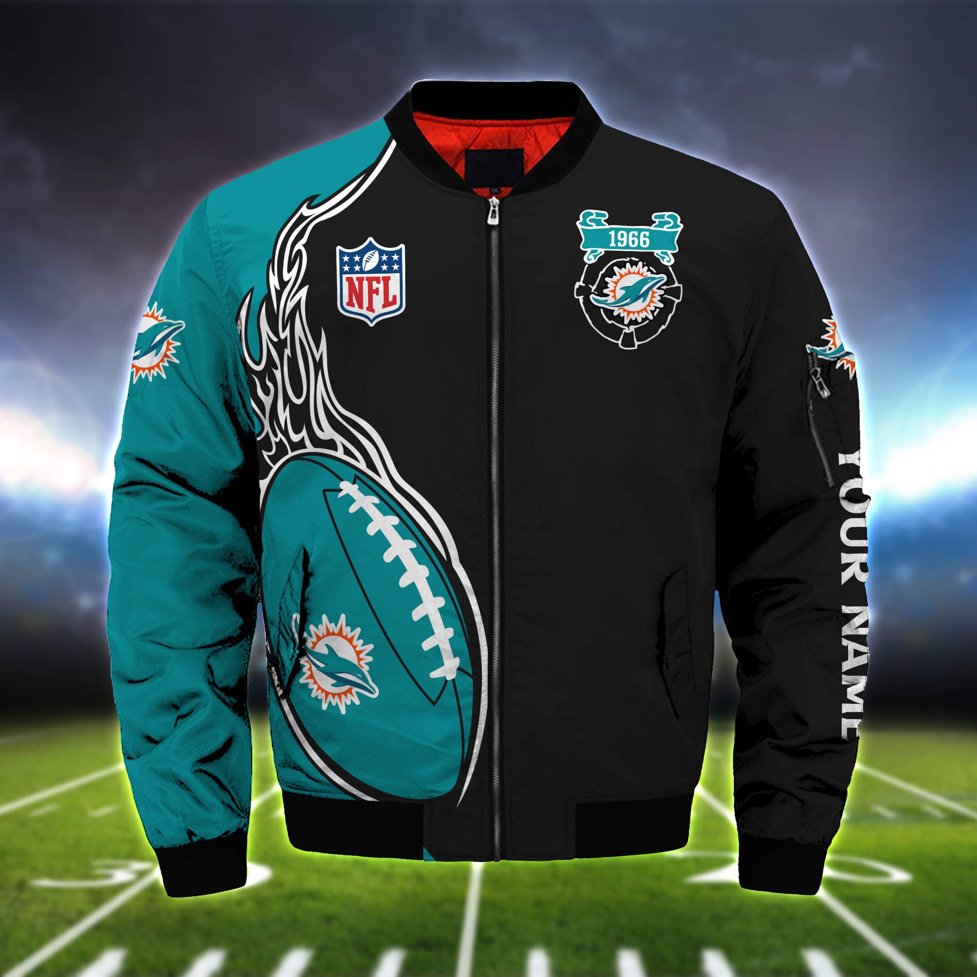 Alternative view of Miami Dolphins Bomber Jacket 2024 Version Custom Your Name, Bomber Jacket For Foorball Lovers, Sport Gifts ETHY-52924
