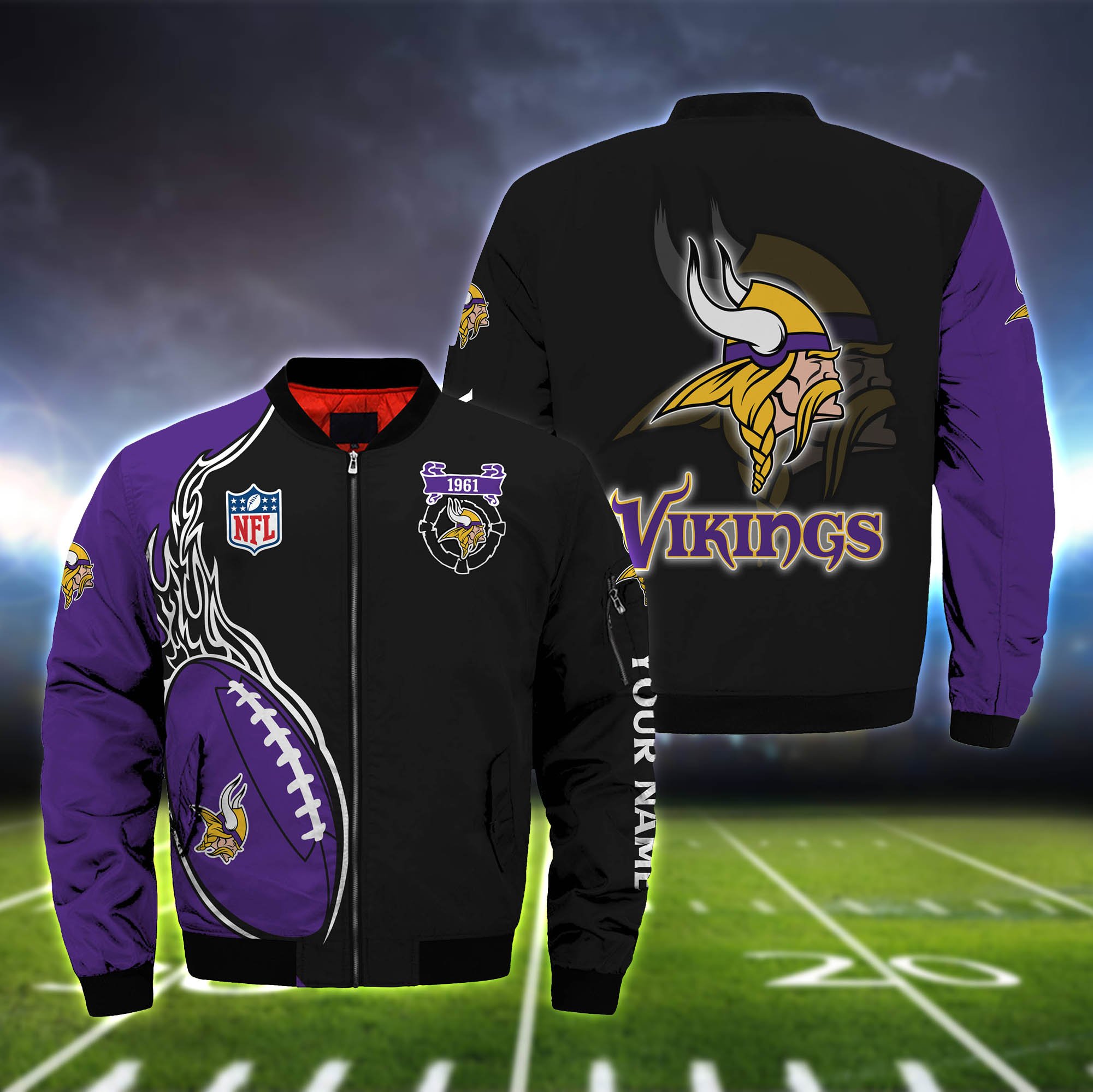 Minnesota Vikings Bomber Jacket 2024 Version Custom Your Name, Bomber Jacket For Foorball Lovers, Sport Gifts ETHY-52924