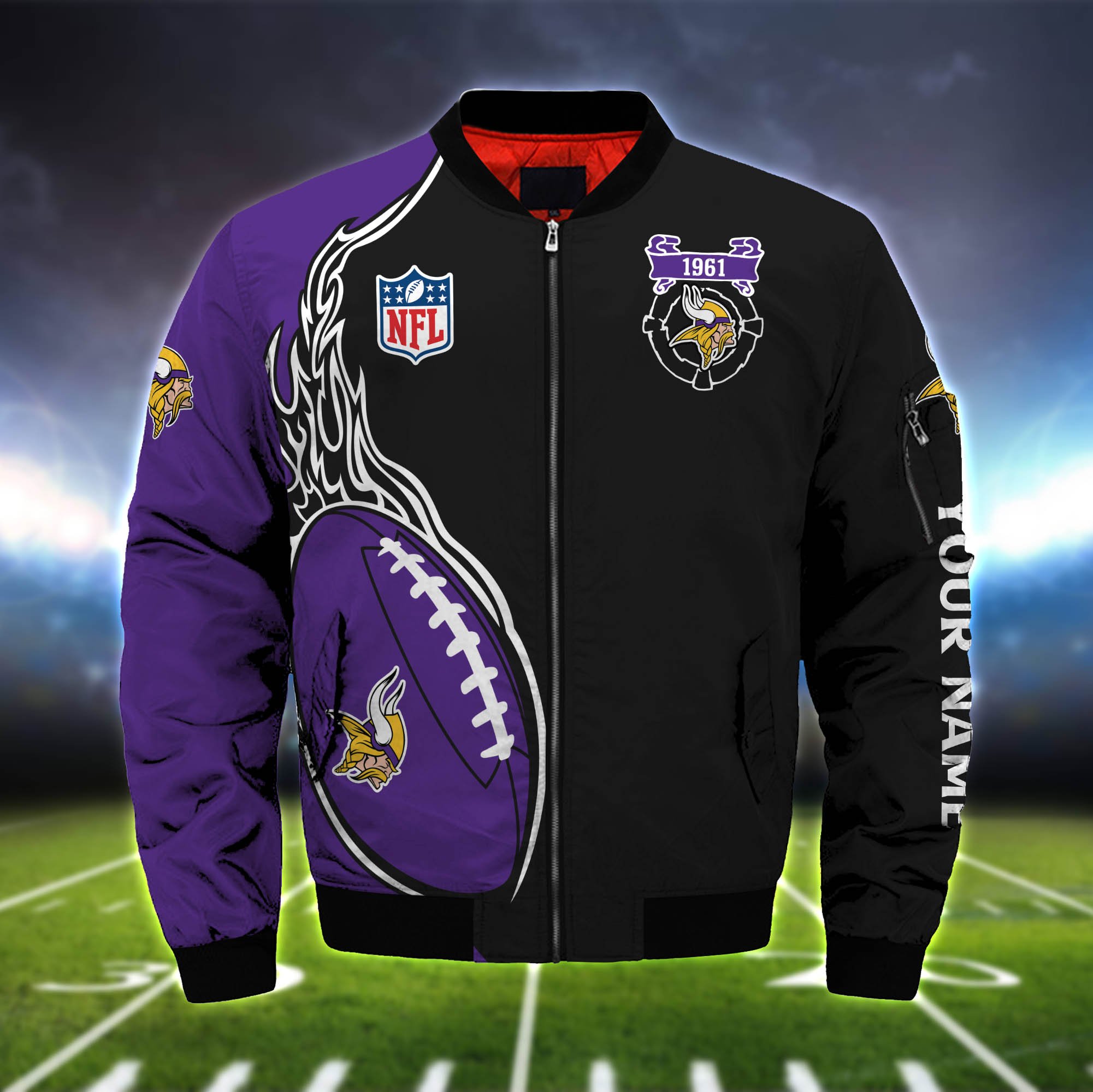 Alternative view of Minnesota Vikings Bomber Jacket 2024 Version Custom Your Name, Bomber Jacket For Foorball Lovers, Sport Gifts ETHY-52924