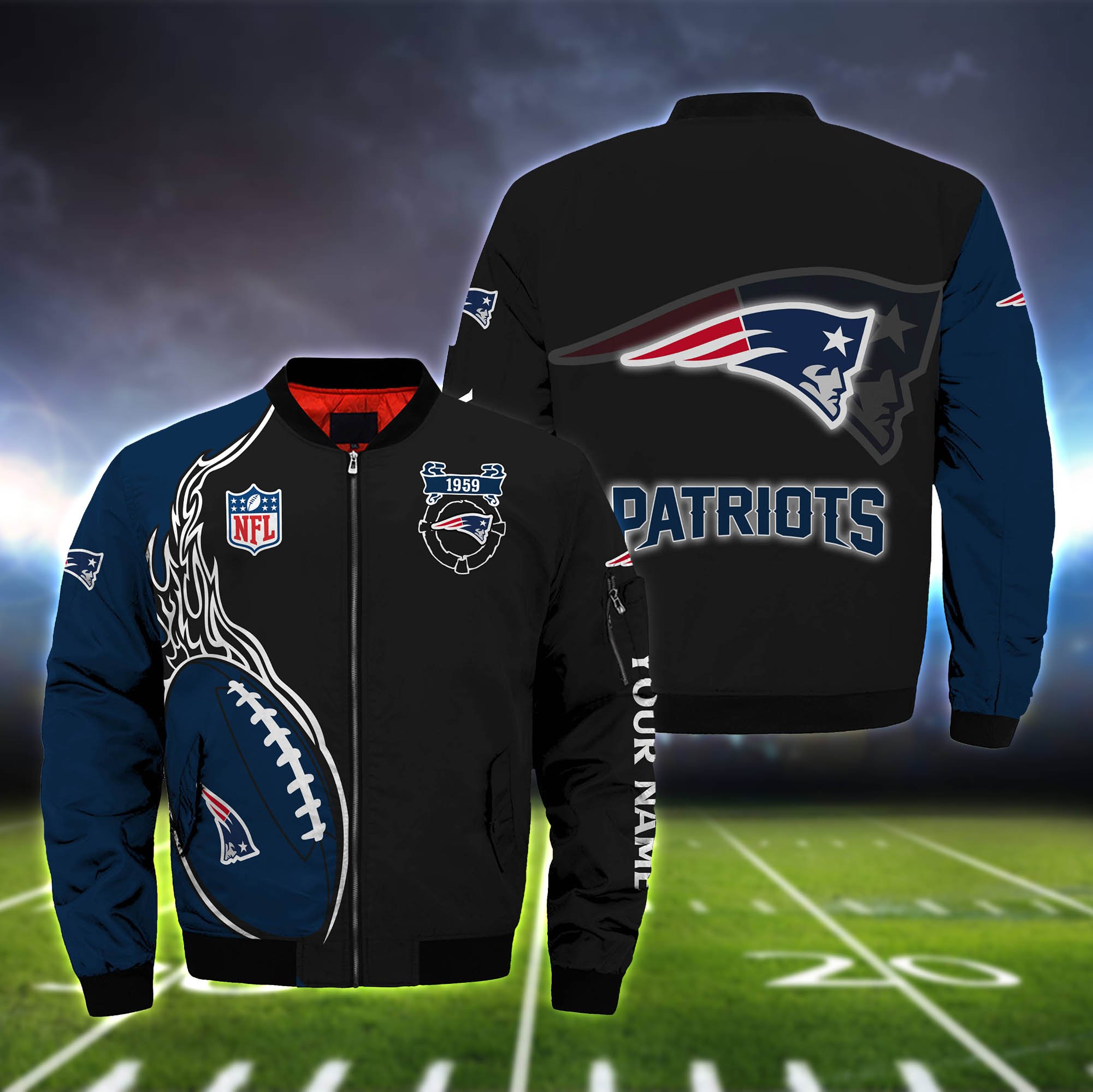 New England Patriots Bomber Jacket 2024 Version Custom Your Name, Bomber Jacket For Foorball Lovers, Sport Gifts ETHY-52924