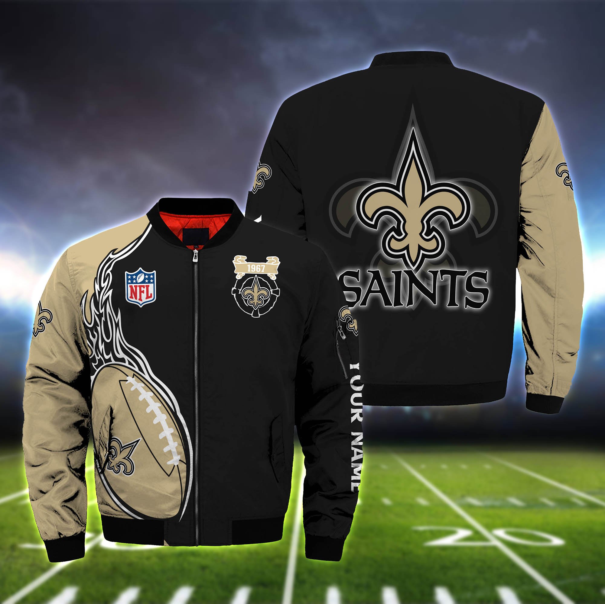 New Orleans Saints Bomber Jacket 2024 Version Custom Your Name, Bomber Jacket For Foorball Lovers, Sport Gifts ETHY-52924