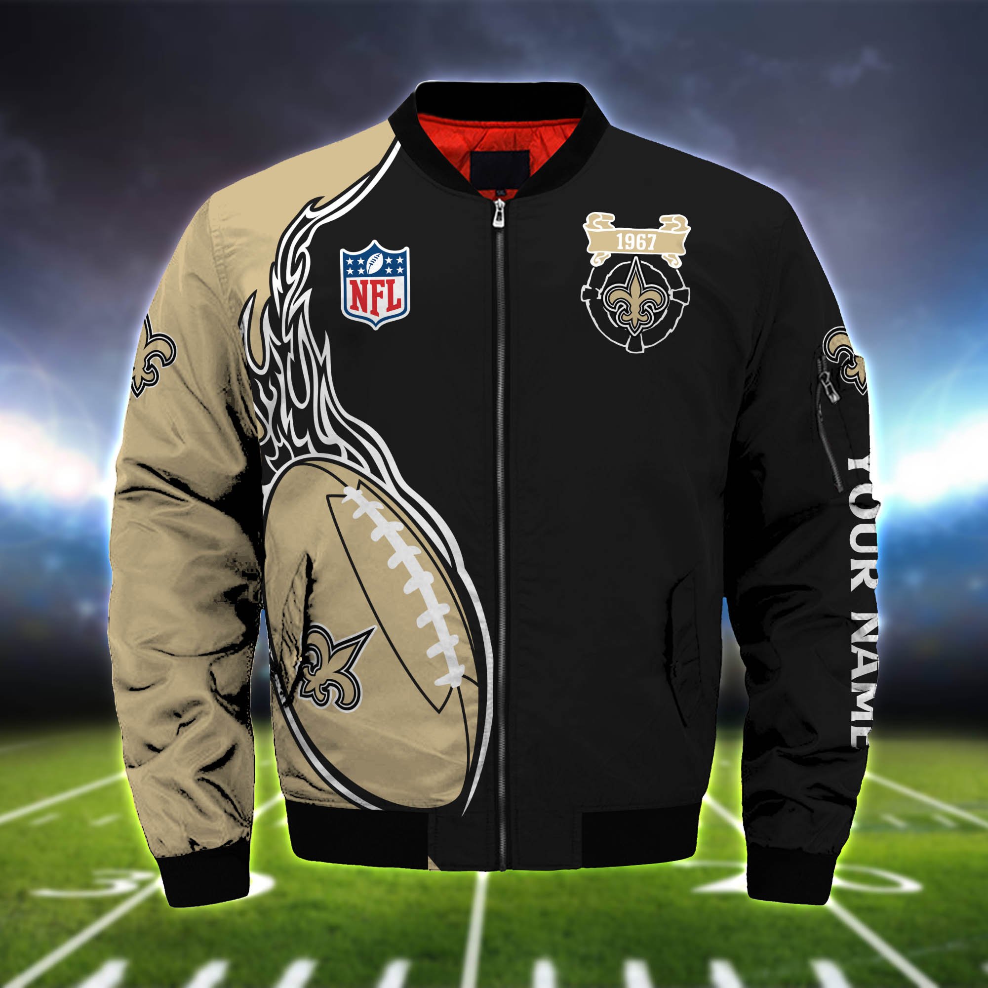 Alternative view of New Orleans Saints Bomber Jacket 2024 Version Custom Your Name, Bomber Jacket For Foorball Lovers, Sport Gifts ETHY-52924
