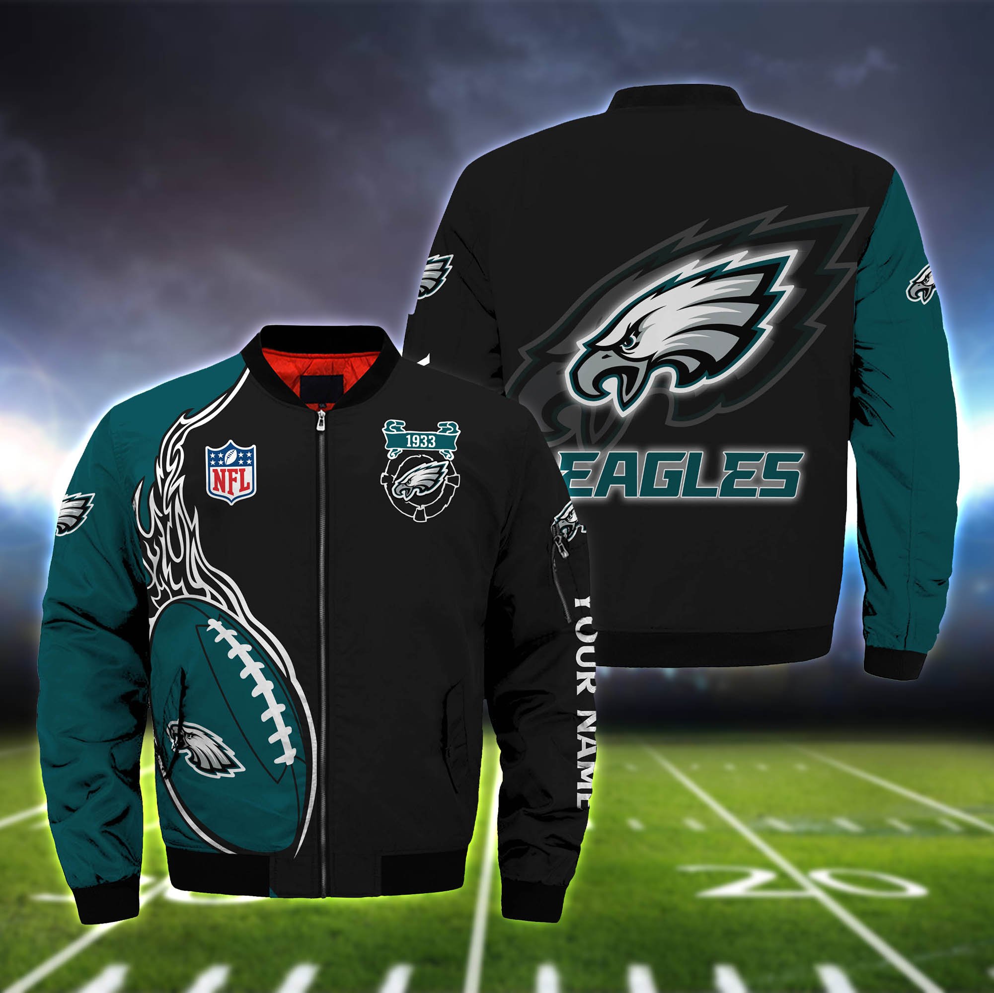 Philadelphia Eagles Bomber Jacket 2024 Version Custom Your Name, Bomber Jacket For Foorball Lovers, Sport Gifts ETHY-52924