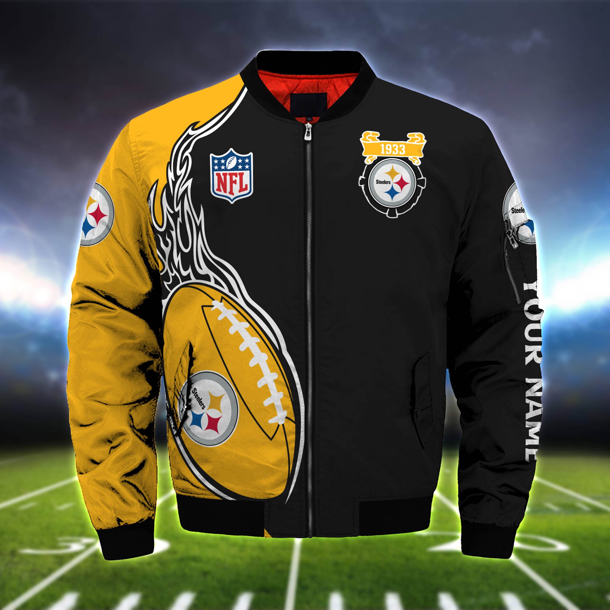 Alternative view of Pittsburgh Steelers Bomber Jacket 2024 Version Custom Your Name, Bomber Jacket For Foorball Lovers, Sport Gifts ETHY-52924