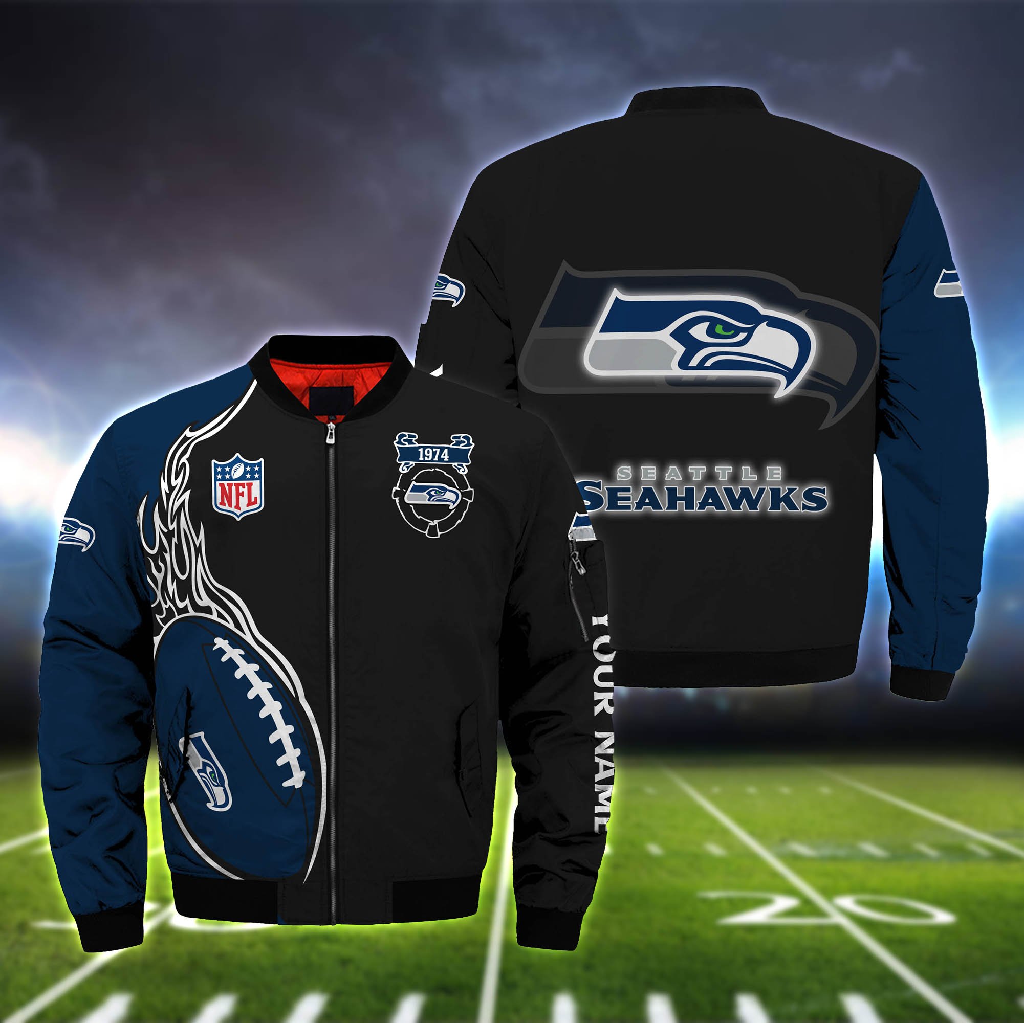 Seattle Seahawks Bomber Jacket 2024 Version Custom Your Name, Bomber Jacket For Foorball Lovers, Sport Gifts ETHY-52924