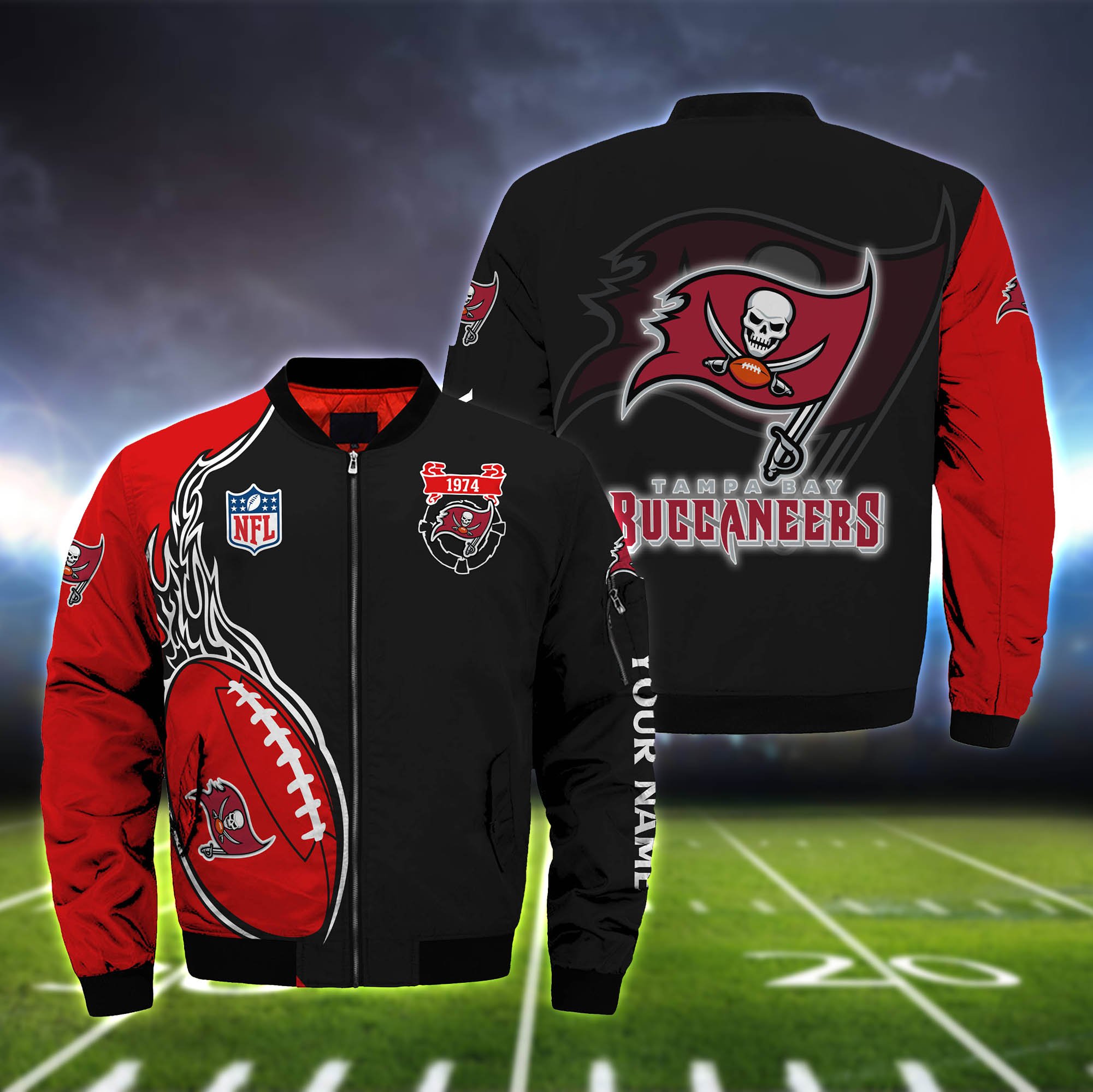 Tampa Bay Buccaneers Bomber Jacket 2024 Version Custom Your Name, Bomber Jacket For Foorball Lovers, Sport Gifts ETHY-52924