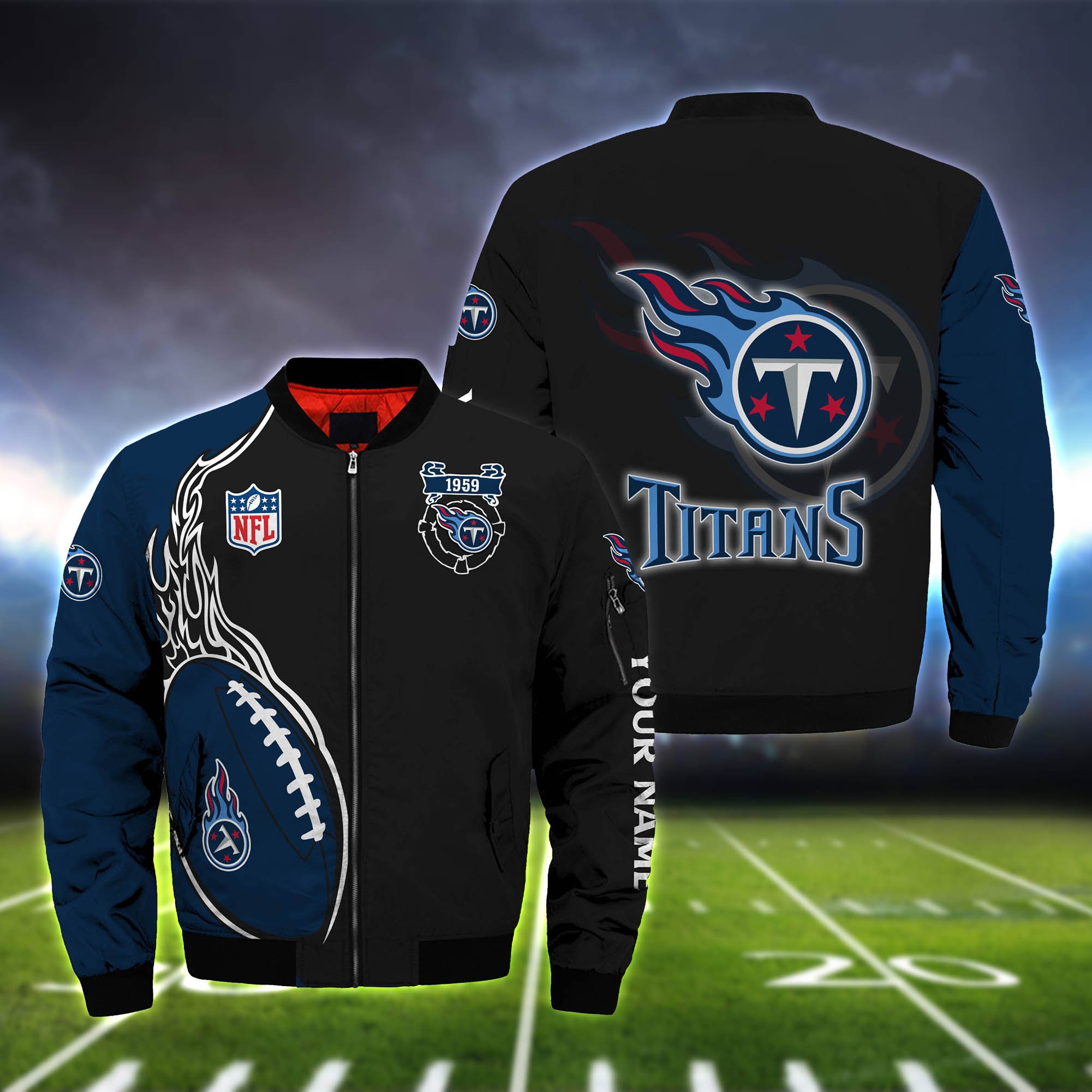 Tennessee Titans Bomber Jacket 2024 Version Custom Your Name, Bomber Jacket For Foorball Lovers, Sport Gifts ETHY-52924