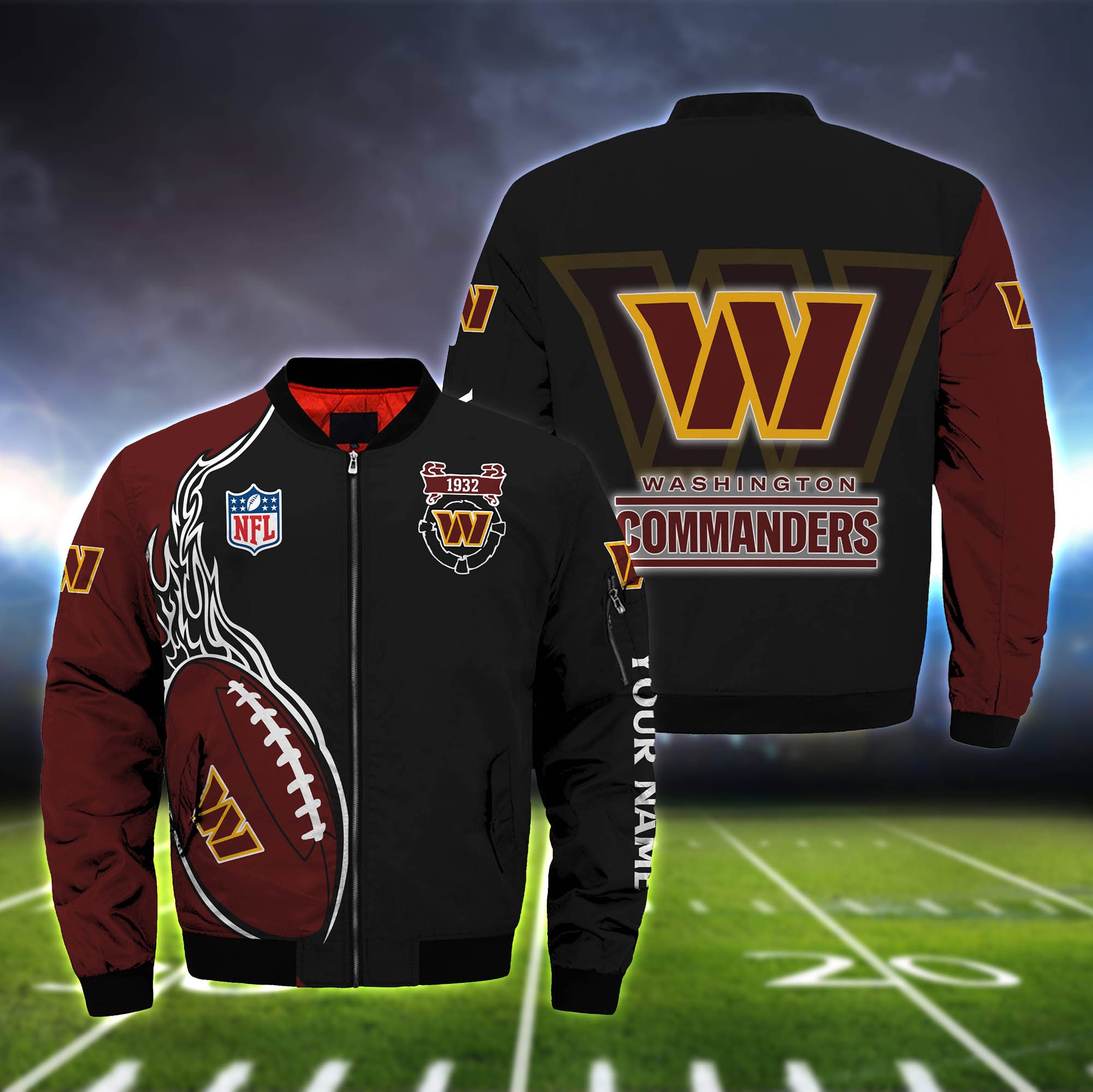 Washington Commanders Bomber Jacket 2024 Version Custom Your Name, Bomber Jacket For Foorball Lovers, Sport Gifts ETHY-52924