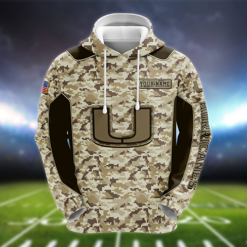 Alternative view of Miami Hurricanes Team Hoodie, Sweater, Zipper 2024 Version Personalized Your Name, Camouflage Clothings For Sport Fan, Sport Gifts ETHY-53196