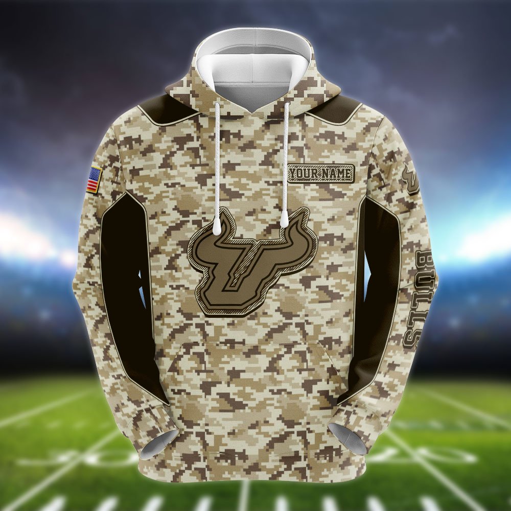 Alternative view of South Florida Bulls Team Hoodie, Sweater, Zipper 2024 Version Personalized Your Name, Camouflage Clothings For Sport Fan, Sport Gifts ETHY-53196