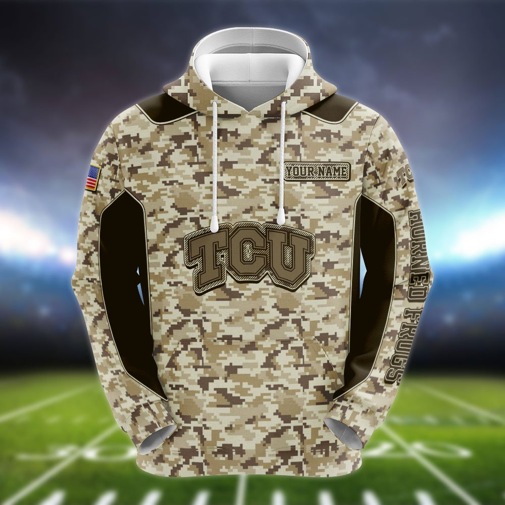 Alternative view of TCU Horned Frogs Team Hoodie, Sweater, Zipper 2024 Version Personalized Your Name, Camouflage Clothings For Sport Fan, Sport Gifts ETHY-53196