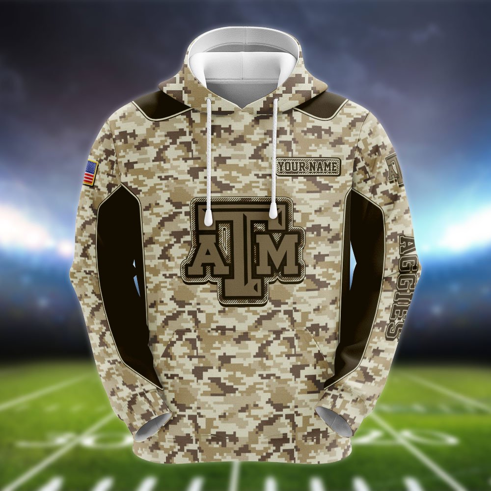 Alternative view of Texas A&M Aggies Team Hoodie, Sweater, Zipper 2024 Version Personalized Your Name, Camouflage Clothings For Sport Fan, Sport Gifts ETHY-53196