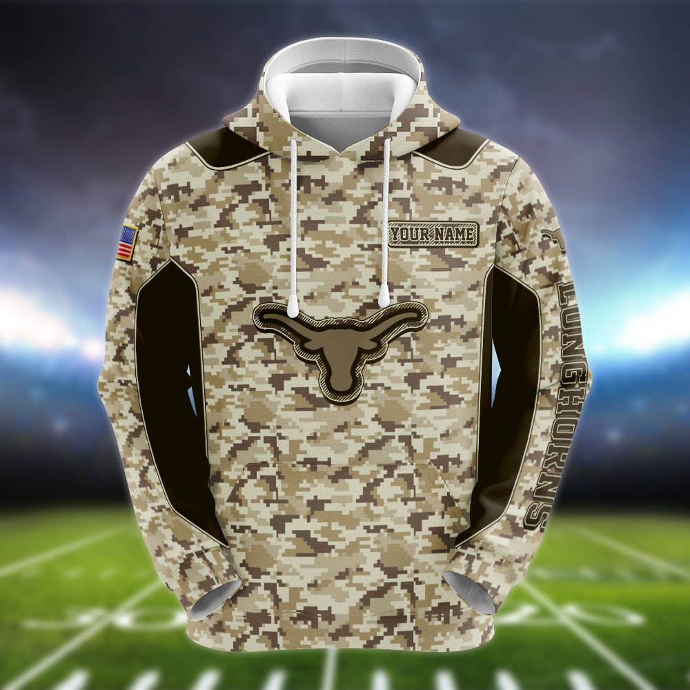 Alternative view of Texas Longhorns Team Hoodie, Sweater, Zipper 2024 Version Personalized Your Name, Camouflage Clothings For Sport Fan, Sport Gifts ETHY-53196