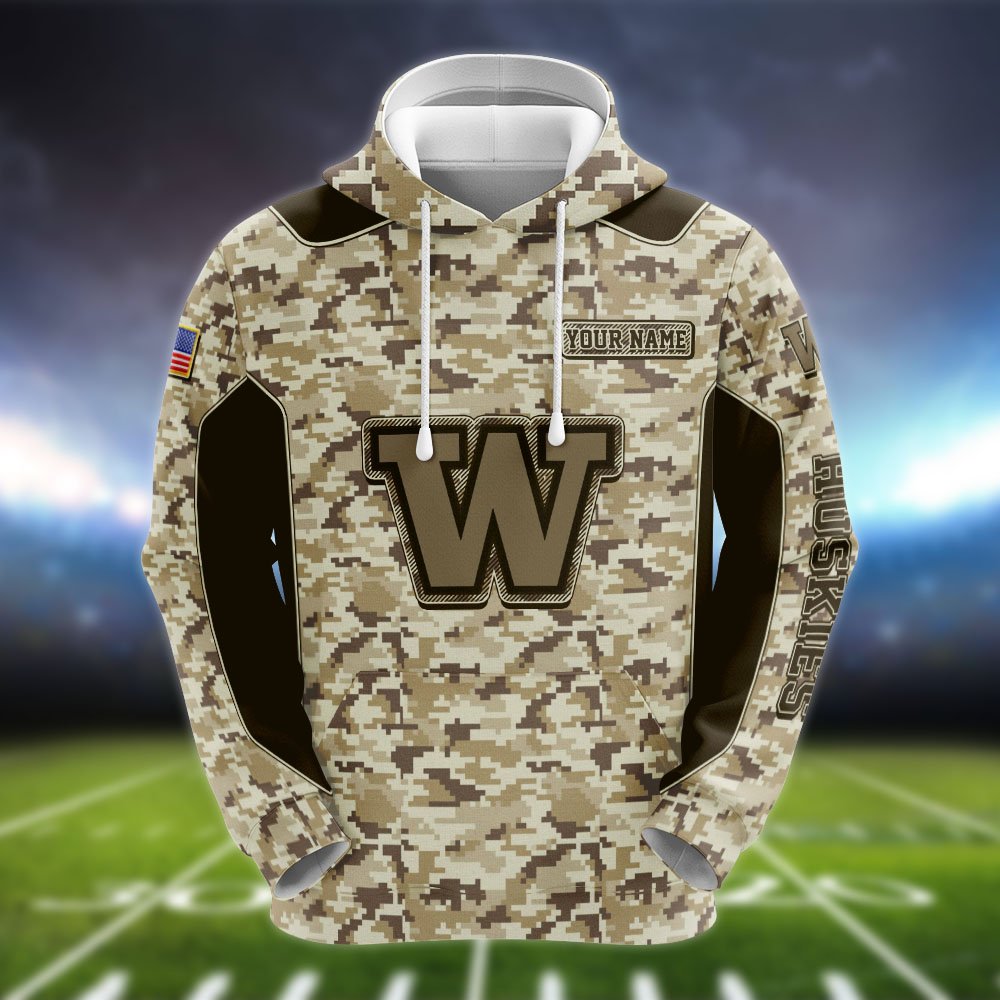 Alternative view of Washington Huskies Team Hoodie, Sweater, Zipper 2024 Version Personalized Your Name, Camouflage Clothings For Sport Fan, Sport Gifts ETHY-53196