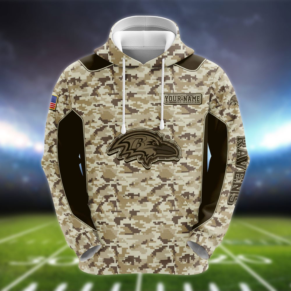 Alternative view of Baltimore Ravens Team Hoodie, Sweater, Zipper 2024 Version Personalized Your Name, Camouflage Clothings For Sport Fan, Sport Gifts ETHY-53196
