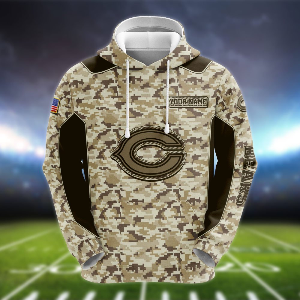Alternative view of Chicago Bears Team Hoodie, Sweater, Zipper 2024 Version Personalized Your Name, Camouflage Clothings For Sport Fan, Sport Gifts ETHY-53196