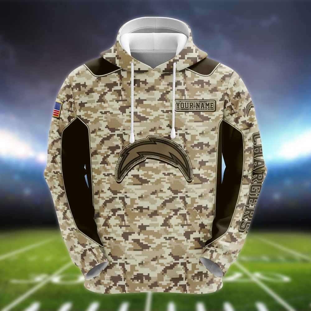 Alternative view of Los Angeles Chargers Team Hoodie, Sweater, Zipper 2024 Version Personalized Your Name, Camouflage Clothings For Sport Fan, Sport Gifts ETHY-53196