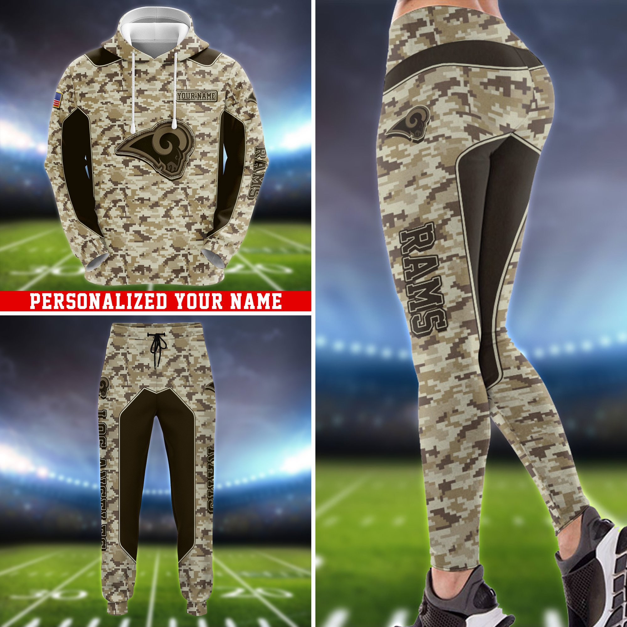 Los Angeles Rams Team Hoodie, Sweater, Zipper 2024 Version Personalized Your Name, Camouflage Clothings For Sport Fan, Sport Gifts ETHY-53196