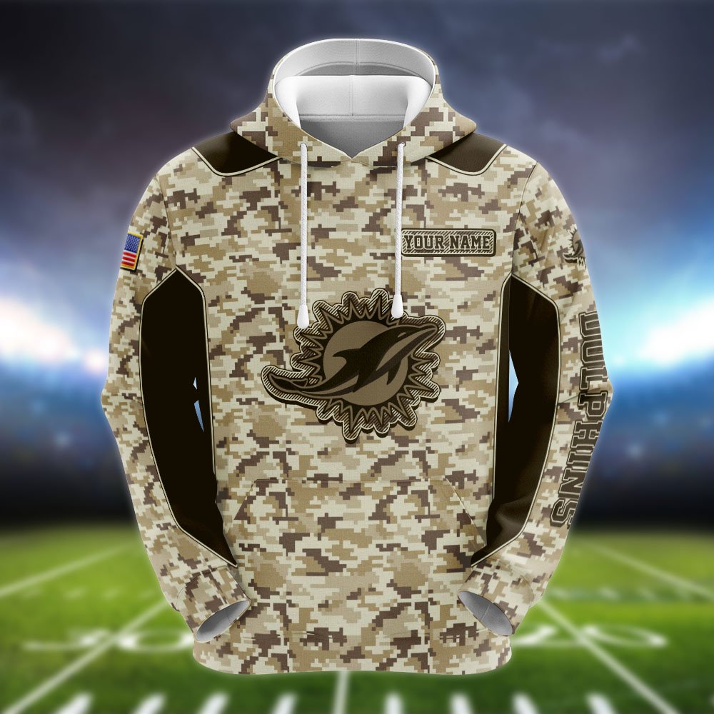 Alternative view of Miami Dolphins Team Hoodie, Sweater, Zipper 2024 Version Personalized Your Name, Camouflage Clothings For Sport Fan, Sport Gifts ETHY-53196