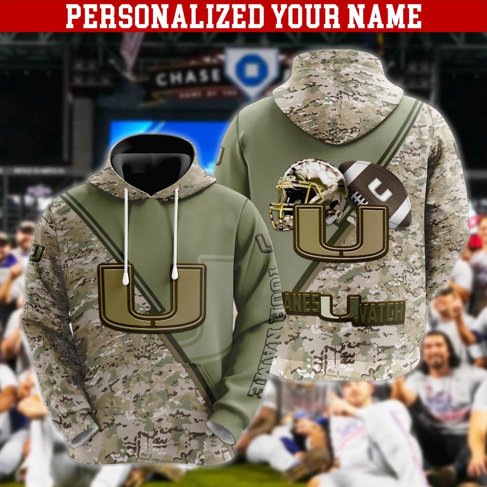 Miami Hurricanes Hoodie, Sweatshirt, Zipper, Tshirts 2024 Version Customized Your Name, Camouflage Shirts For Sport Fans, Sport Gifts ETHY-53613