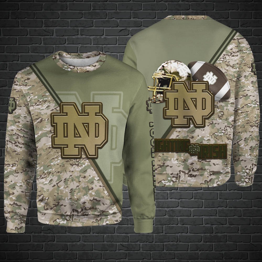 Alternative view of Notre Dame Fighting Irish Hoodie, Sweatshirt, Zipper, Tshirts 2024 Version Customized Your Name, Camouflage Shirts For Sport Fans, Sport Gifts ETHY-53613