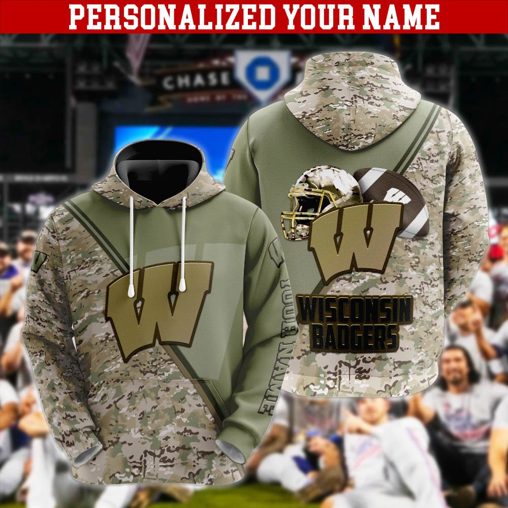 Wisconsin Badgers Hoodie, Sweatshirt, Zipper, Tshirts 2024 Version Customized Your Name, Camouflage Shirts For Sport Fans, Sport Gifts ETHY-53613