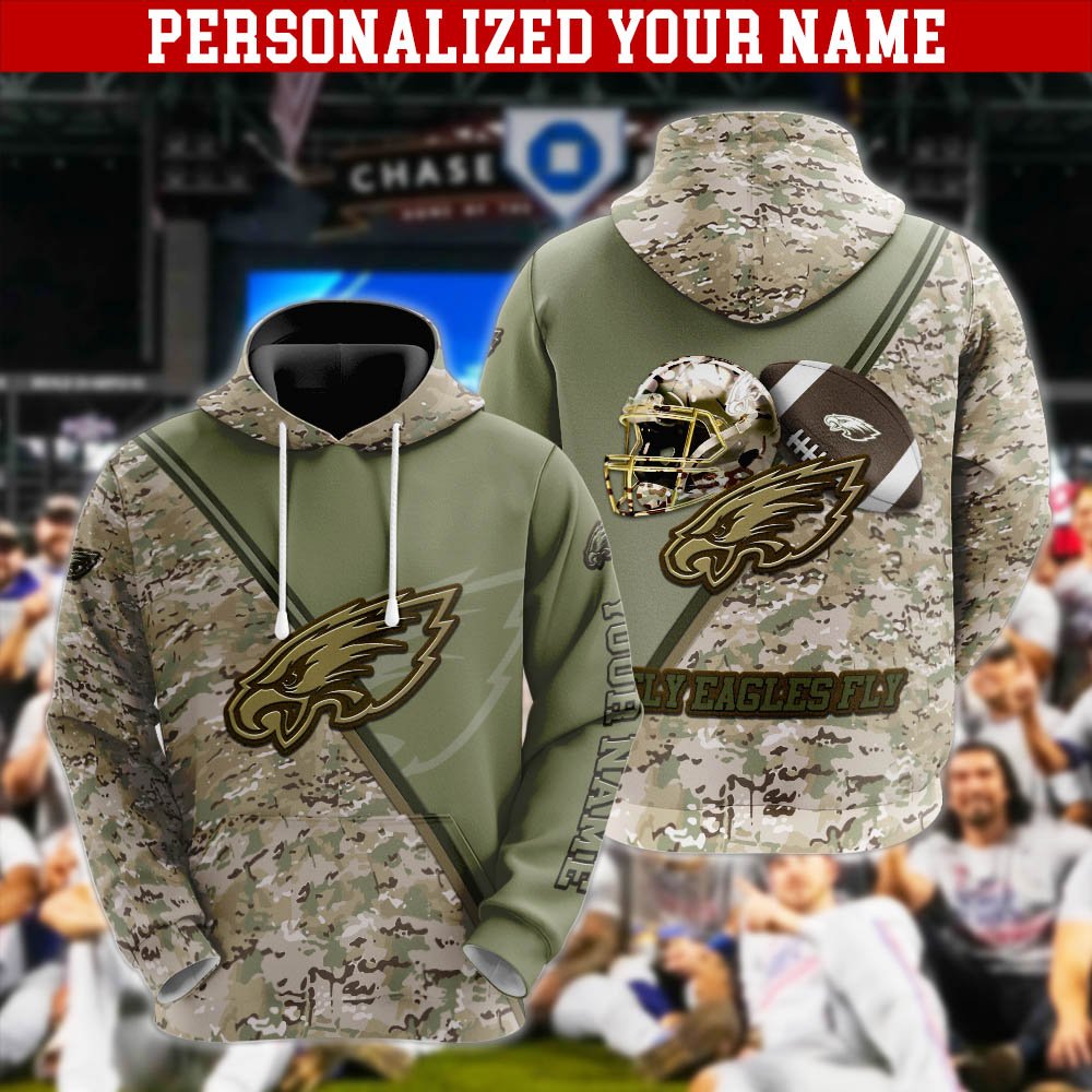 Philadelphia Eagles Hoodie, Sweatshirt, Zipper, Tshirts 2024 Version Customized Your Name, Camouflage Shirts For Sport Fans, Sport Gifts ETHY-53613