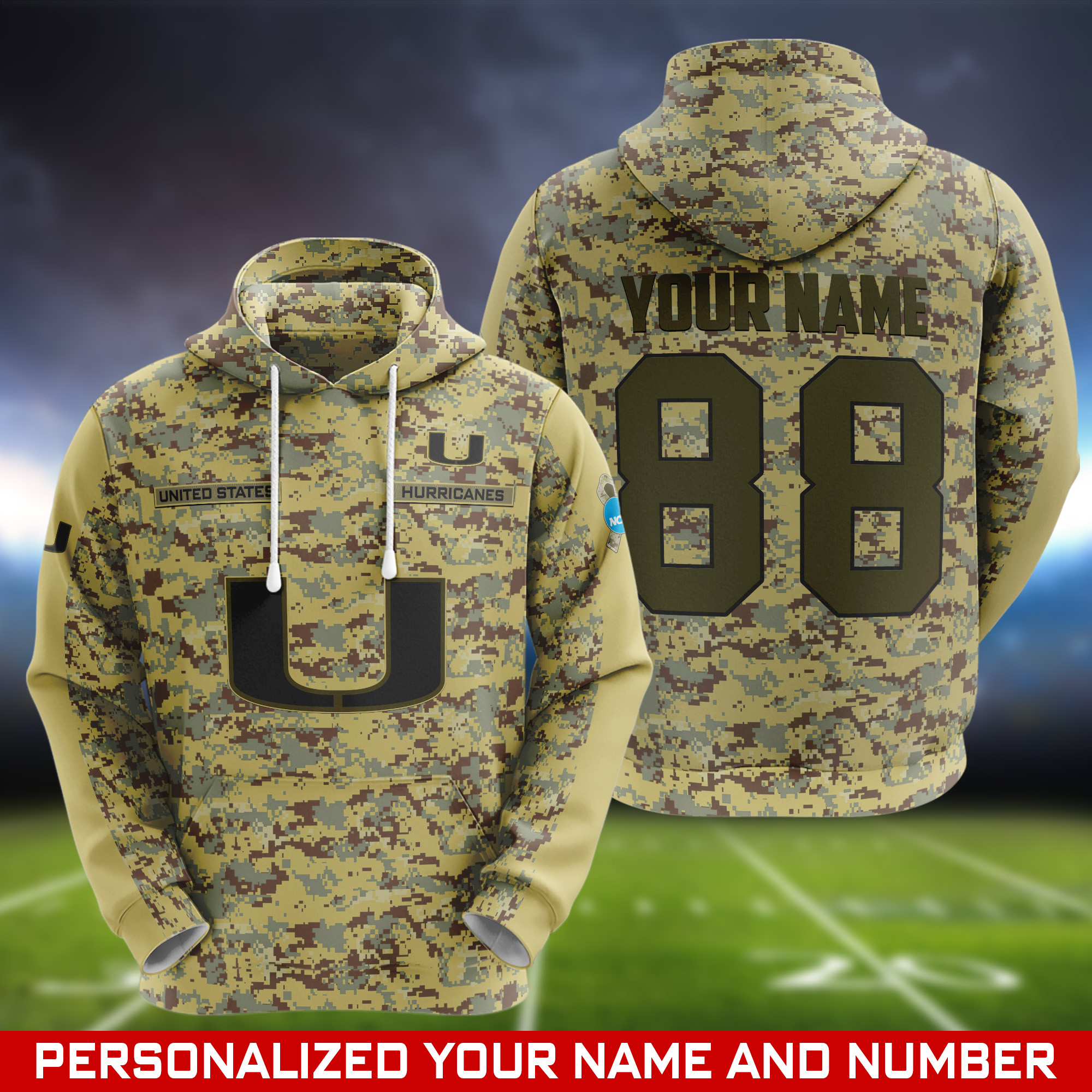 Miami Hurricanes Camouflage Hoodie, Sweatshirt, T-shirt, Zipper 2024 Version Customized  Your Name And Number, Shirts For Football Fans, Sport Gifts ETHY-53721