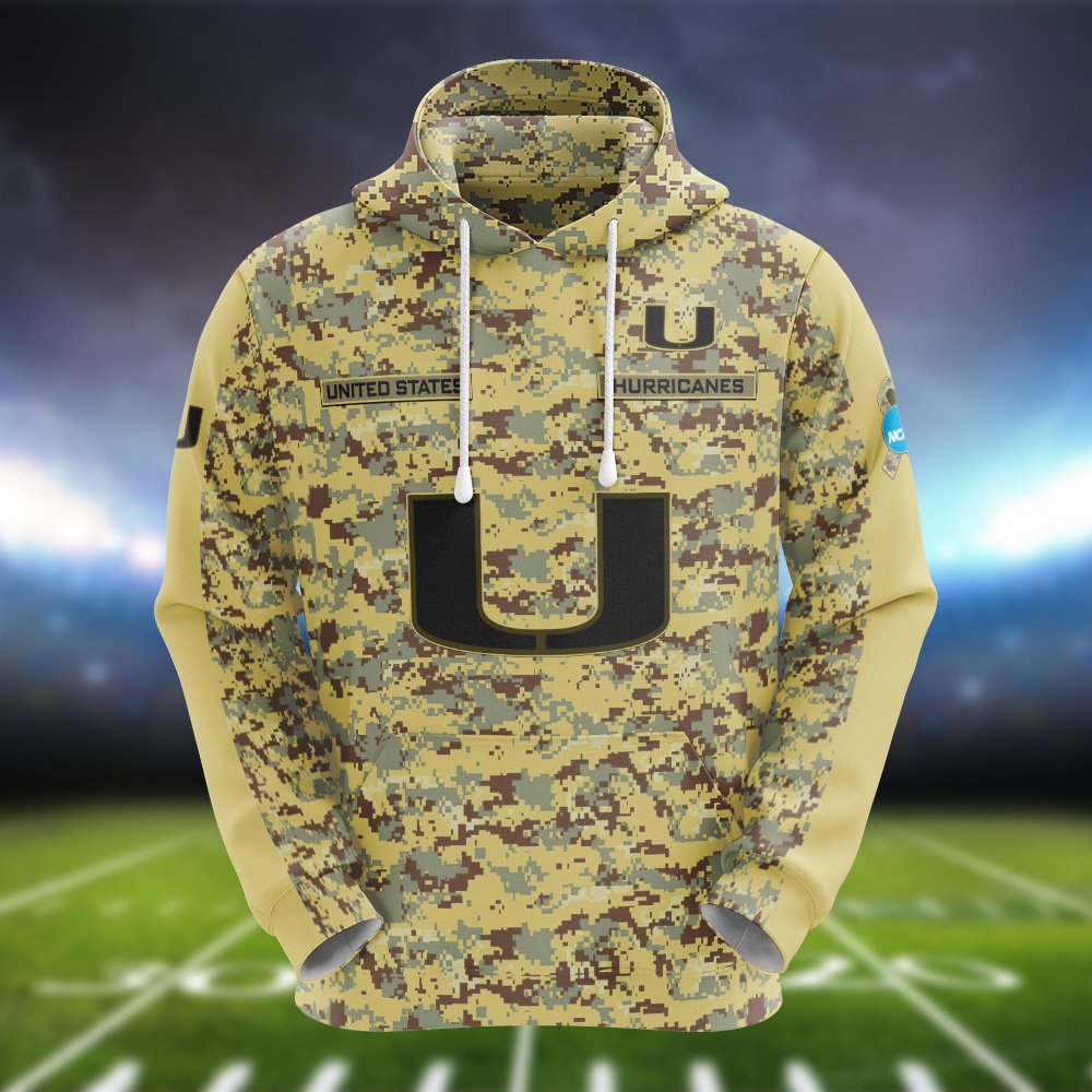 Alternative view of Miami Hurricanes Camouflage Hoodie, Sweatshirt, T-shirt, Zipper 2024 Version Customized  Your Name And Number, Shirts For Football Fans, Sport Gifts ETHY-53721
