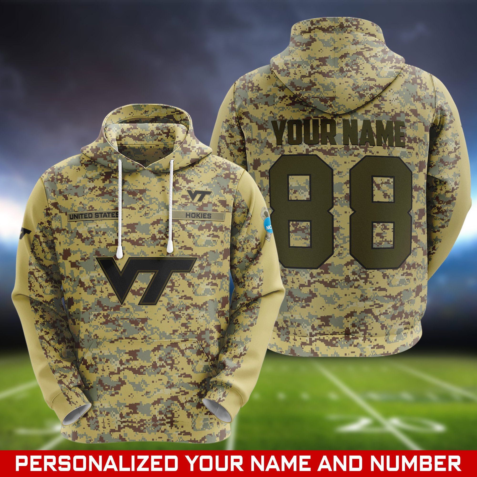 Virginia Tech Hokies Camouflage Hoodie, Sweatshirt, T-shirt, Zipper 2024 Version Customized  Your Name And Number, Shirts For Football Fans, Sport Gifts ETHY-53721