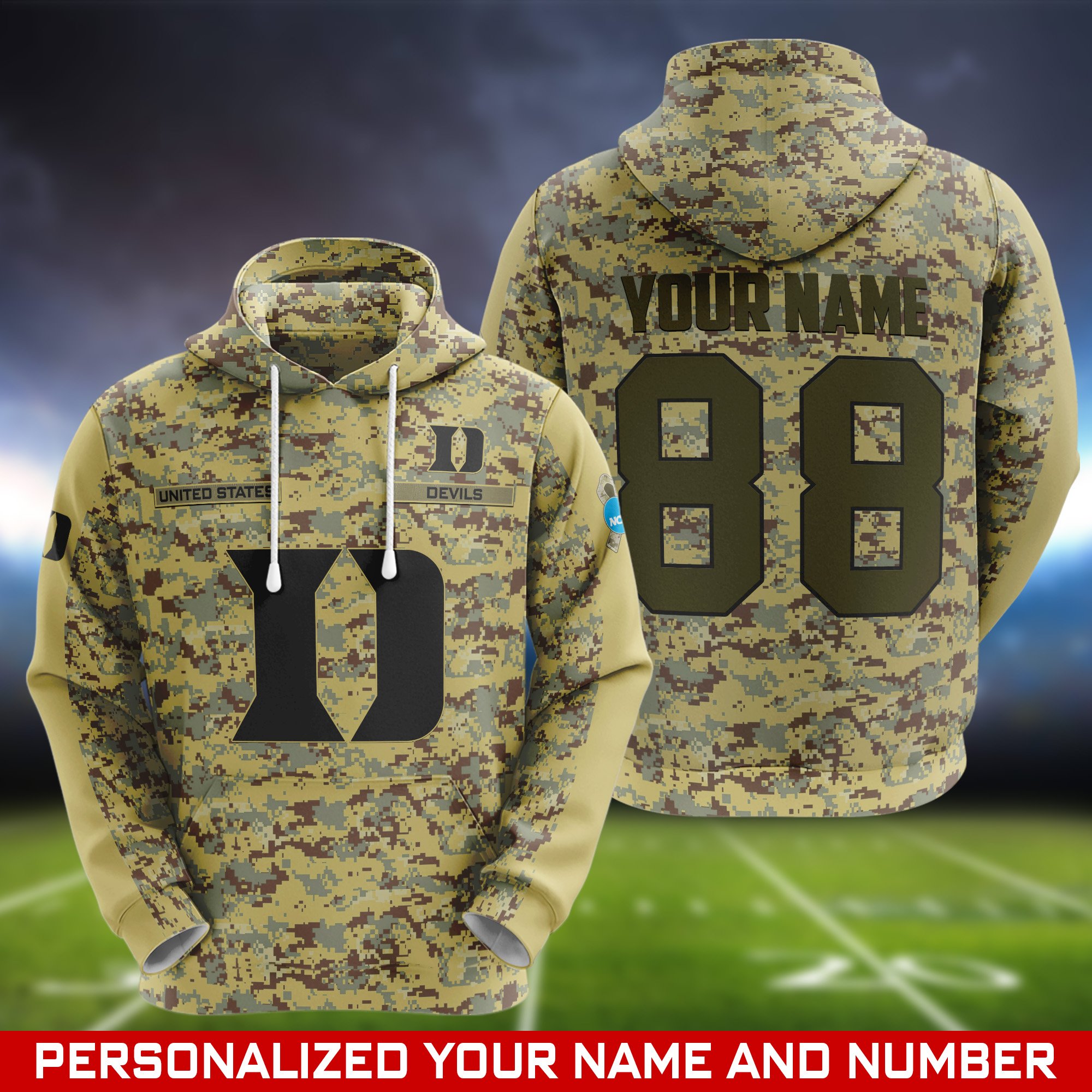 Duke Blue Devils Camouflage Hoodie, Sweatshirt, T-shirt, Zipper 2024 Version Customized  Your Name And Number, Shirts For Football Fans, Sport Gifts ETHY-53721